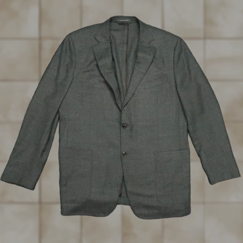 Ermenegildo Zegna Ermenegildo Zegna Jacket 46L Gray Wool Leather Elbow Patch Fairway Mens Size US S / EU 44-46 / 1 - 1 Thumbnail