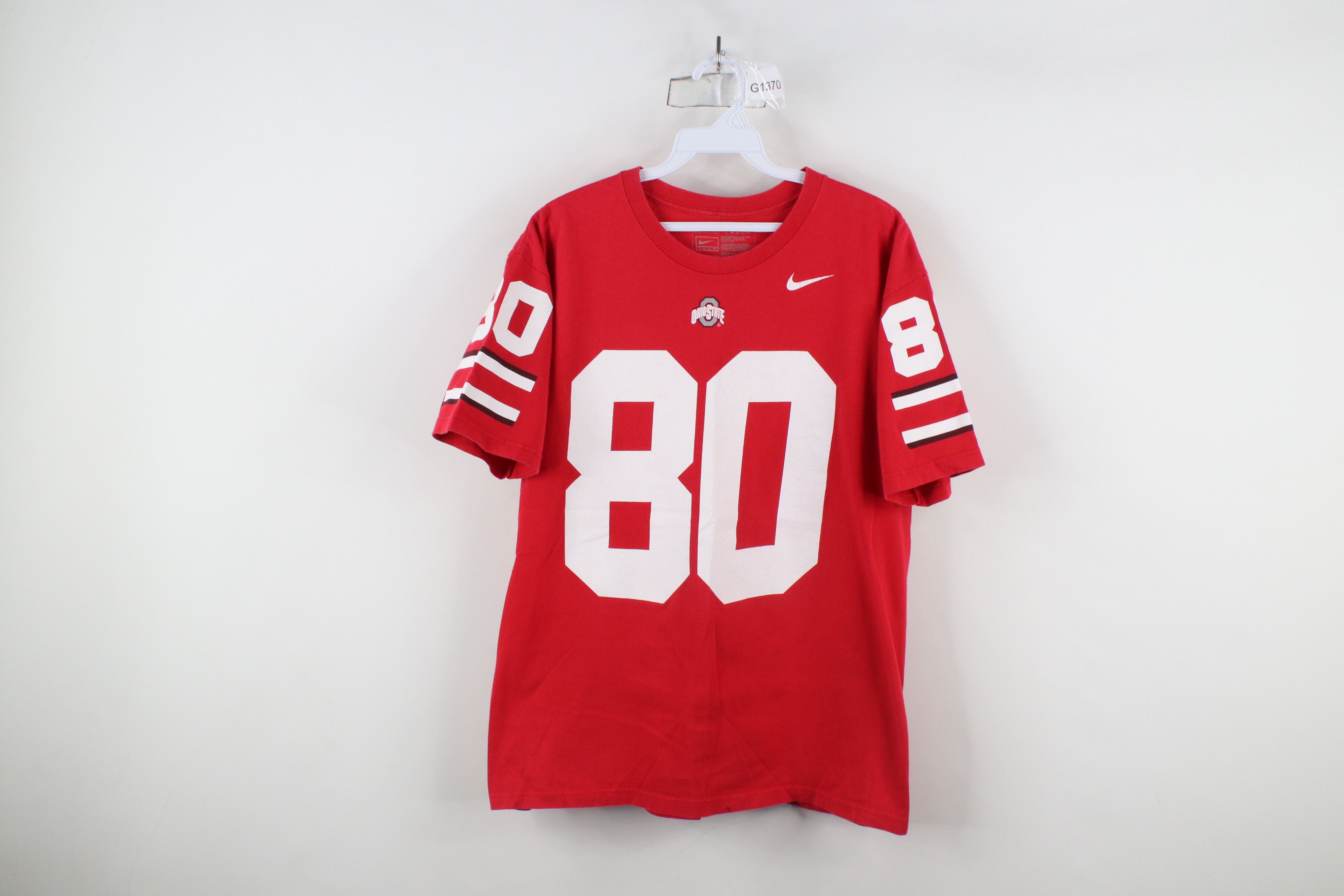 Nike × Vintage Vintage Nike University Football Jersey T-Shirt Red #80 Size US S / EU 44-46 / 1 - 1 Thumbnail