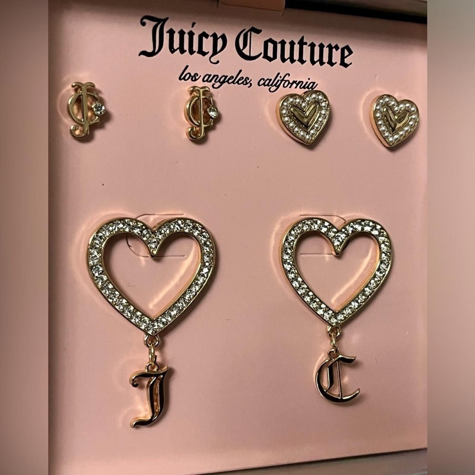 Juicy Couture Jeans Juicy Couture Crystal Heart Stud Earrings Size ONE SIZE - 2 Thumbnail