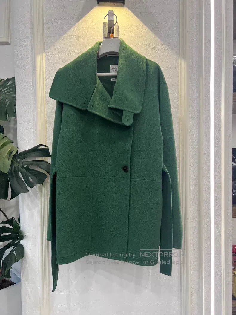 Hermes Hermes Green double-faced cashmere coat Size XS / US 0-2 / IT 36-38 - 1 Thumbnail