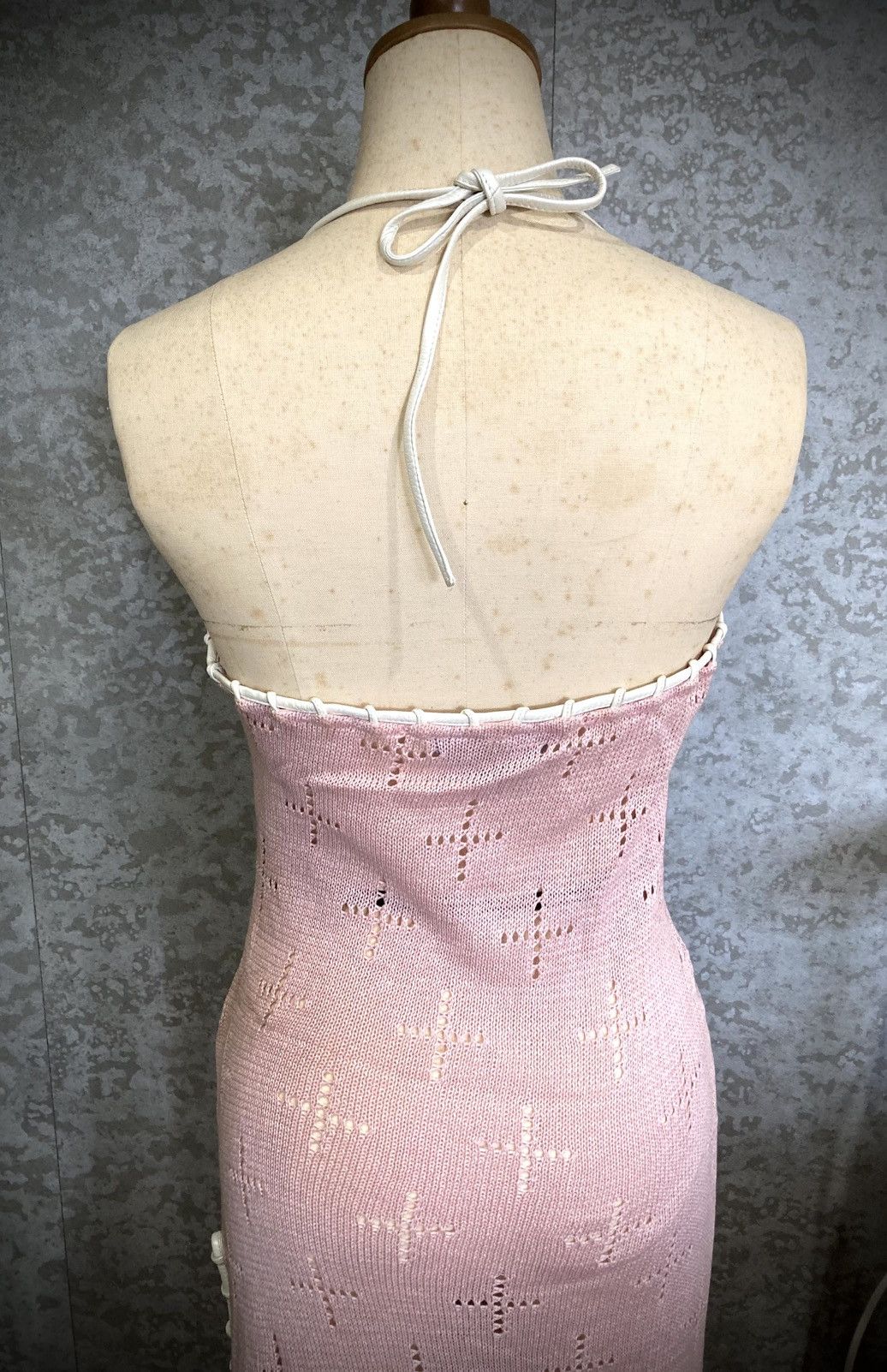 Japanese Brand Fairy Grunge Japanese Archive Pink Open Knit Lace-Up Dress Size S / US 4 / IT 40 - 10 Thumbnail