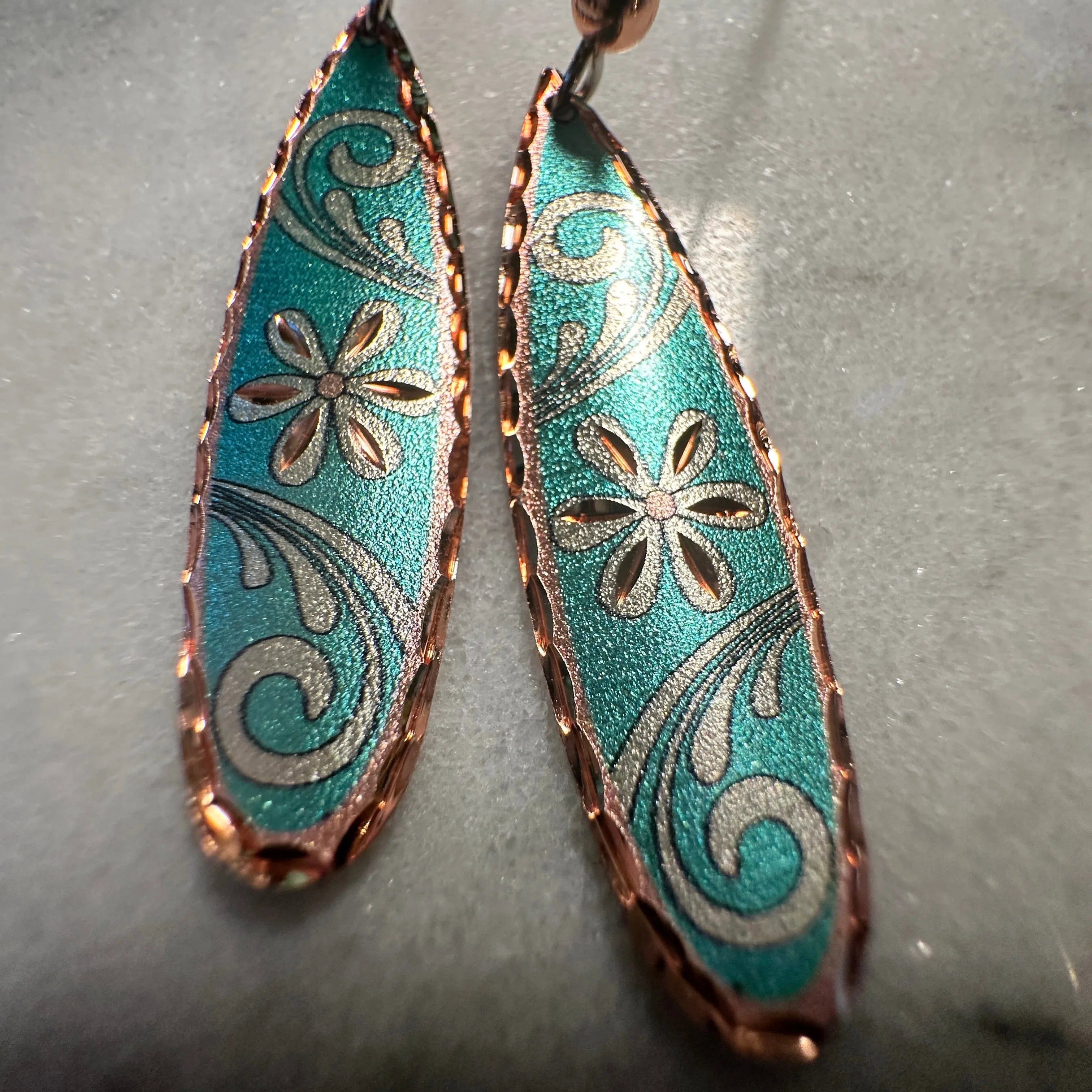 Other Handcrafted Boho Floral Earrings, Copper Teardrop Turquoise Size ONE SIZE - 1 Thumbnail