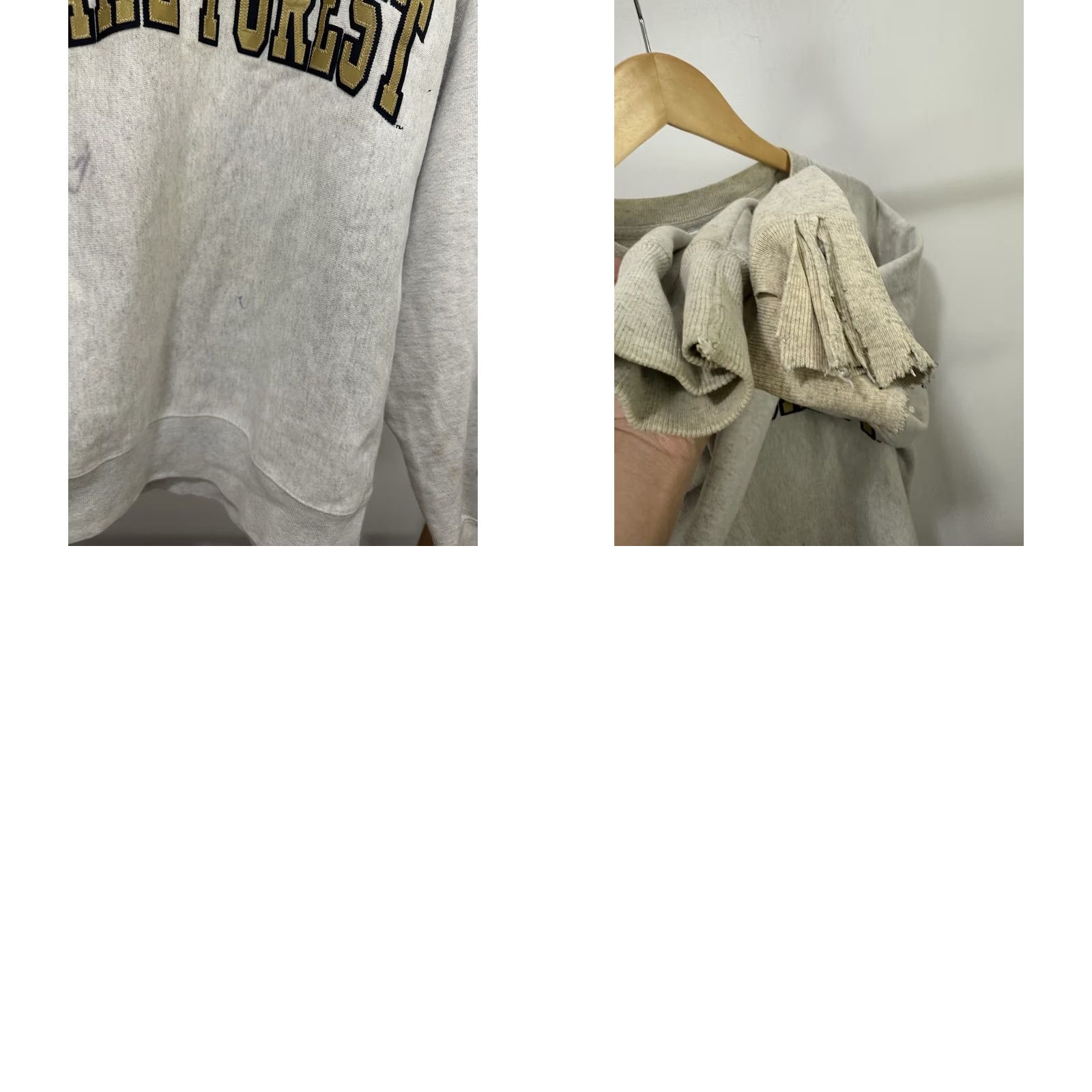 Champion VTG Champion Sweatshirt Thrashed Worn Reverse Weave Wake Forest Demon Deacons M Men Medium Heather Gray Pullover Grunge Distressed Size US M / EU 48-50 / 2 - 8 Thumbnail