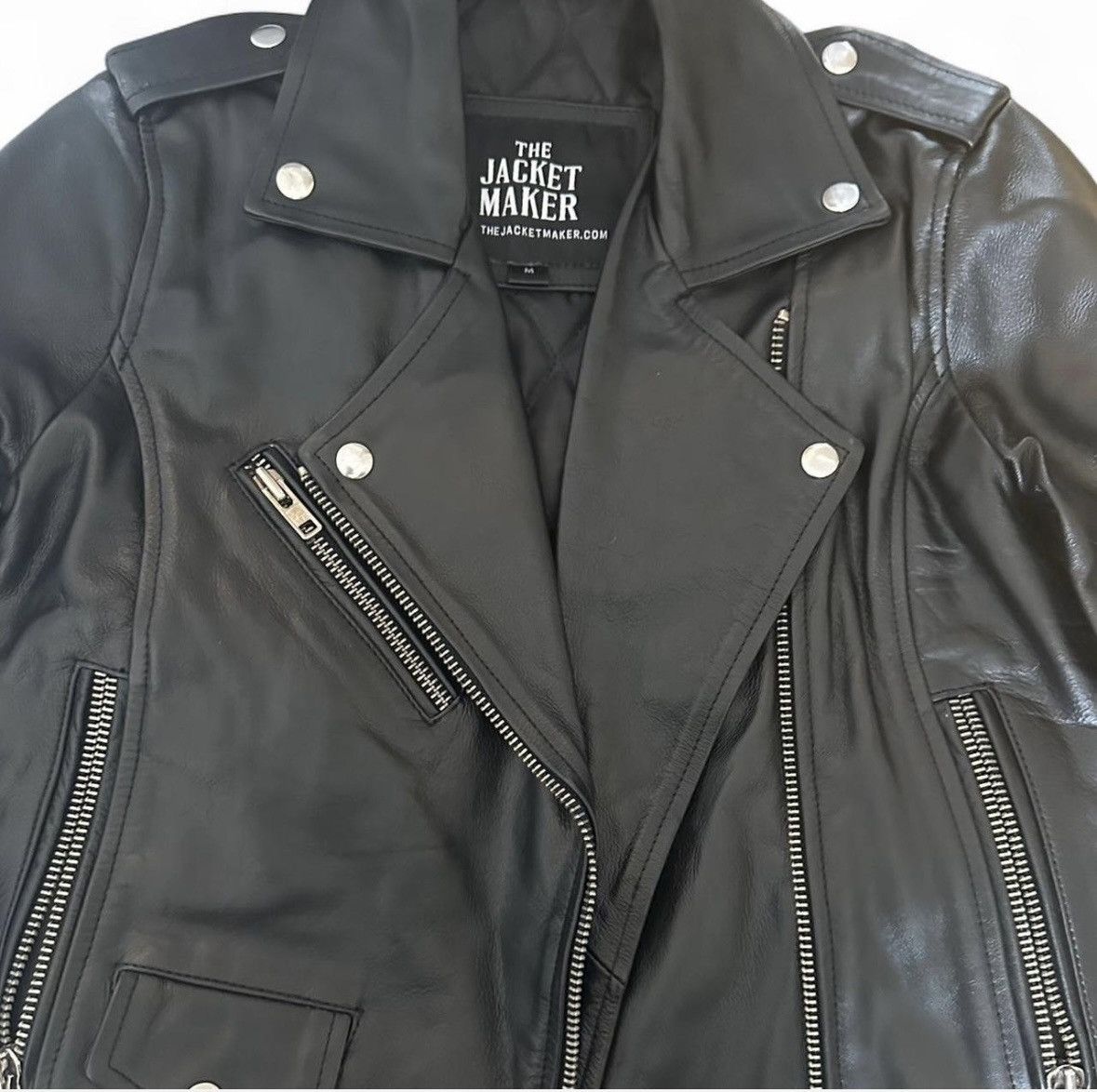 Other Black Moto Biker Leather Jacket Size M / US 6-8 / IT 42-44 - 2 Thumbnail