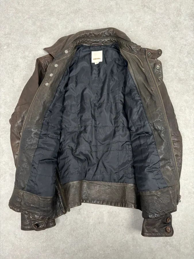 Diesel 2000s Diesel Brown Avant-Garde Multi-Pocket Leather Jacket Size US L / EU 52-54 / 3 - 7 Thumbnail