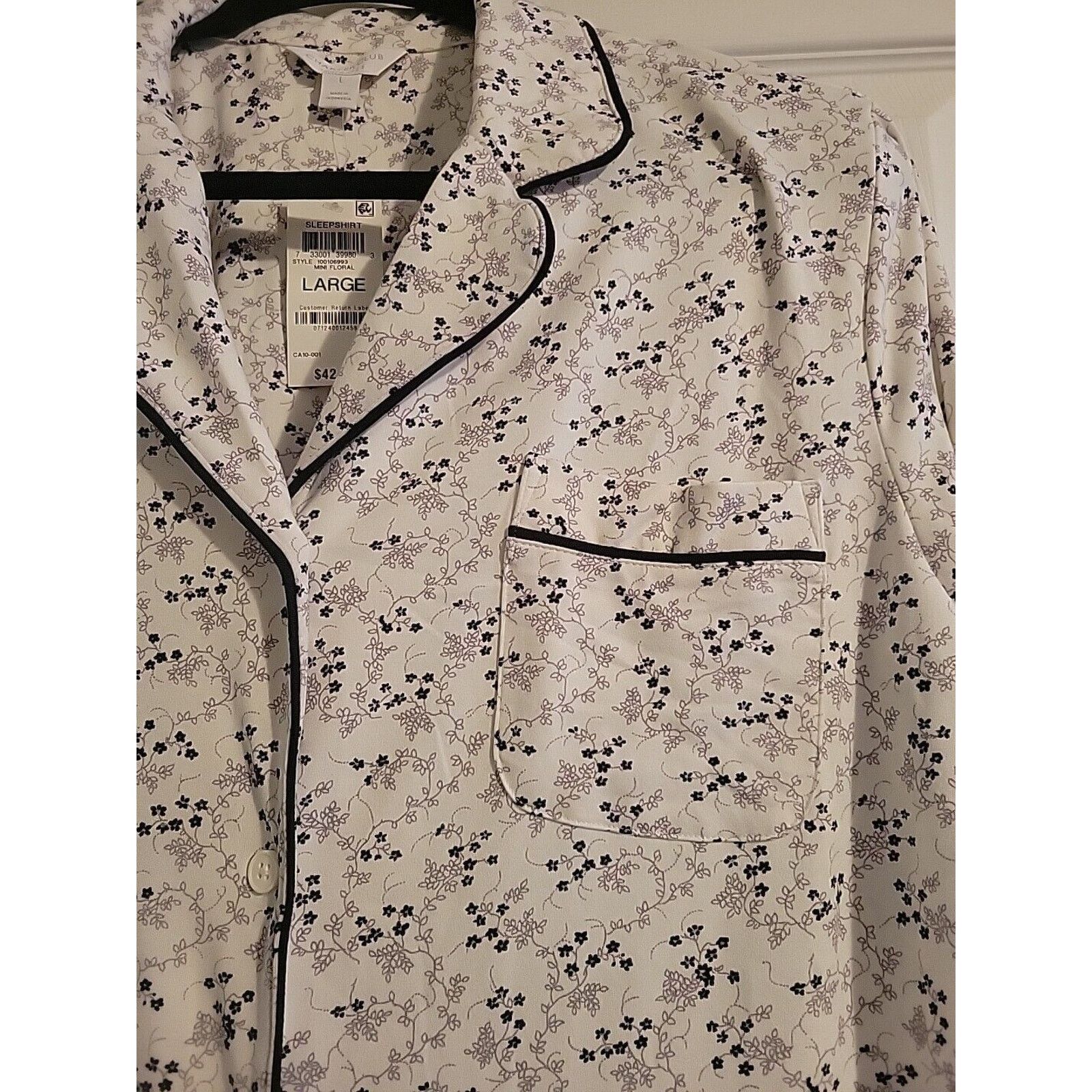Other CHARTER CLUB Notched-Collar Button Up Sleepshirt Size LG Size ONE SIZE - 2 Thumbnail