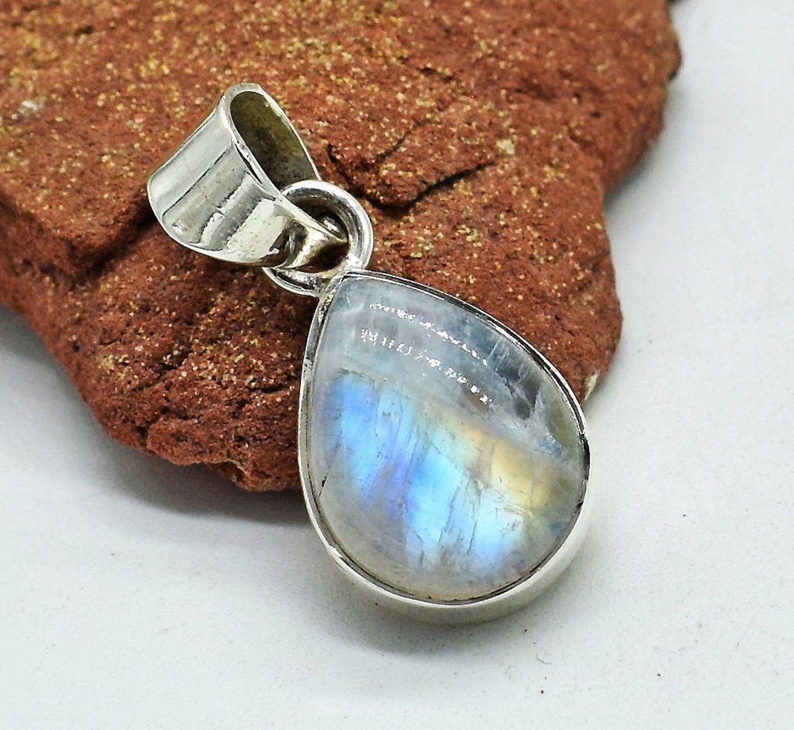 Handmade Genuine Rainbow moonstone Gemstone Pendant, Size ONE SIZE - 1 Thumbnail