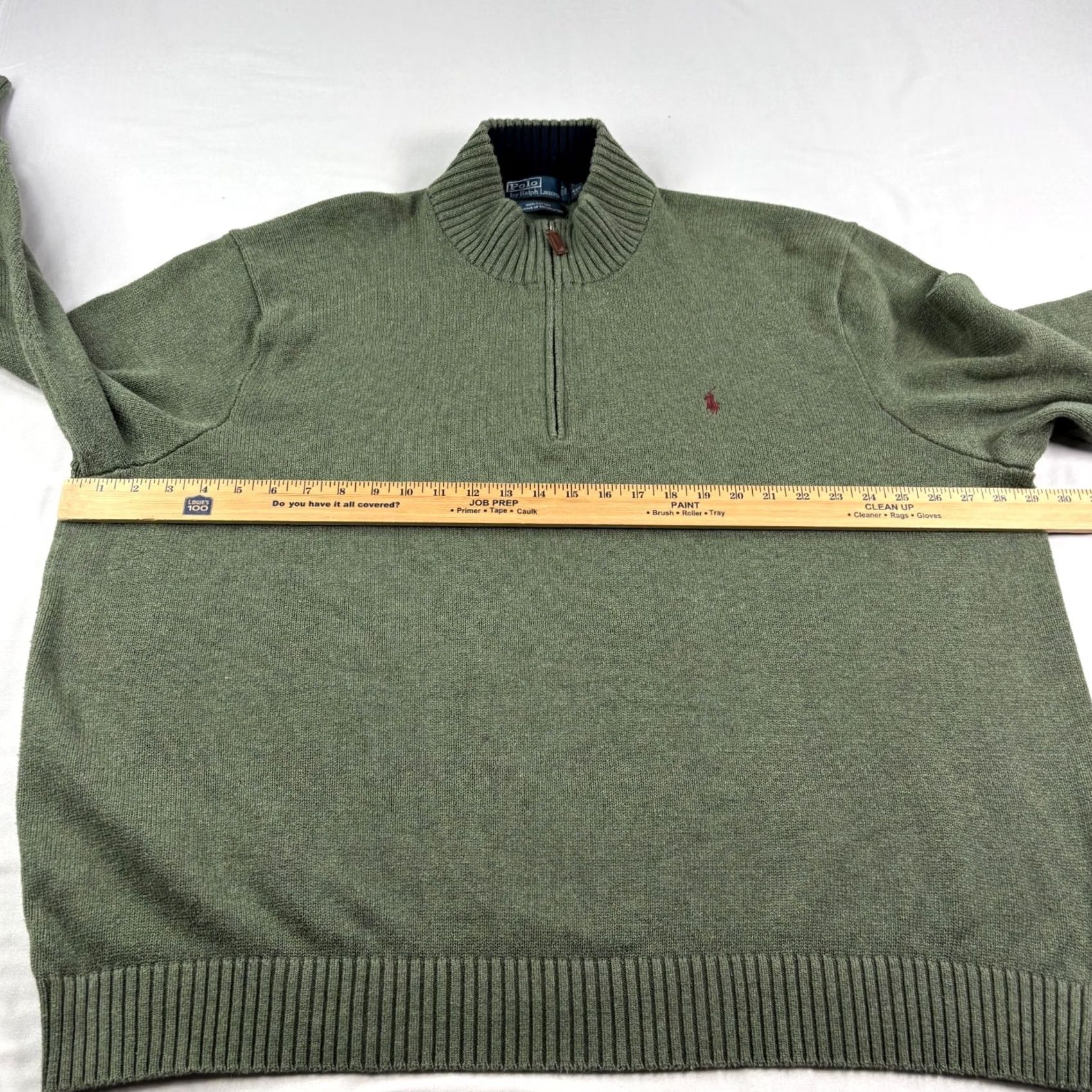 Polo Ralph Lauren Polo Ralph Lauren 1/4 Zip Sweater Mens 4XB Big Green Pullover Cotton Knit Pullover Mock Neck Logo Classic Casual Big & Tall Mens Green 4XB Size US XXL / EU 58 / 5 - 7 Thumbnail