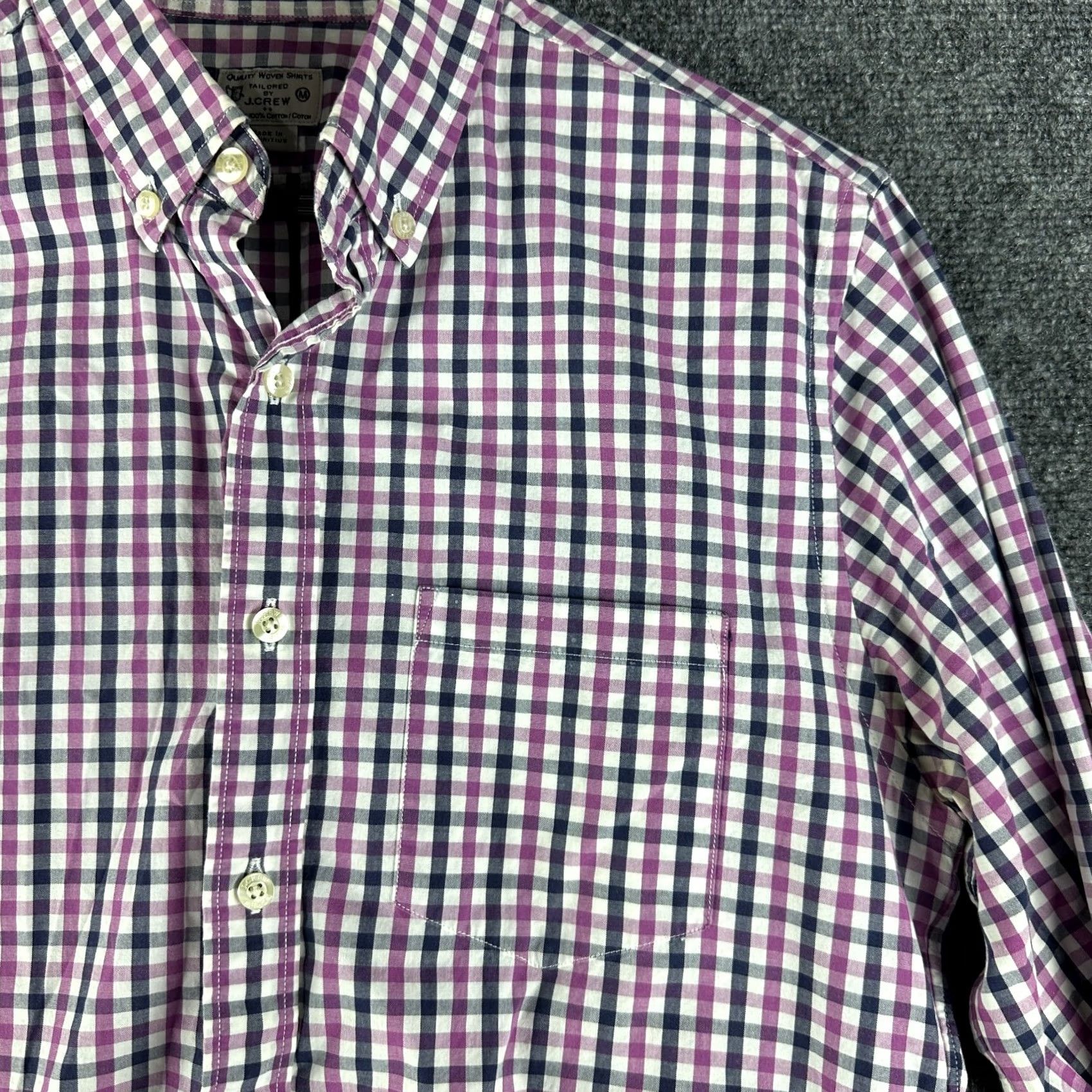 J.Crew J.CREW Shirt Mens Medium Slim Fit Purple Blue Check Cotton Button Down Pocket Size US M / EU 48-50 / 2 - 6 Thumbnail