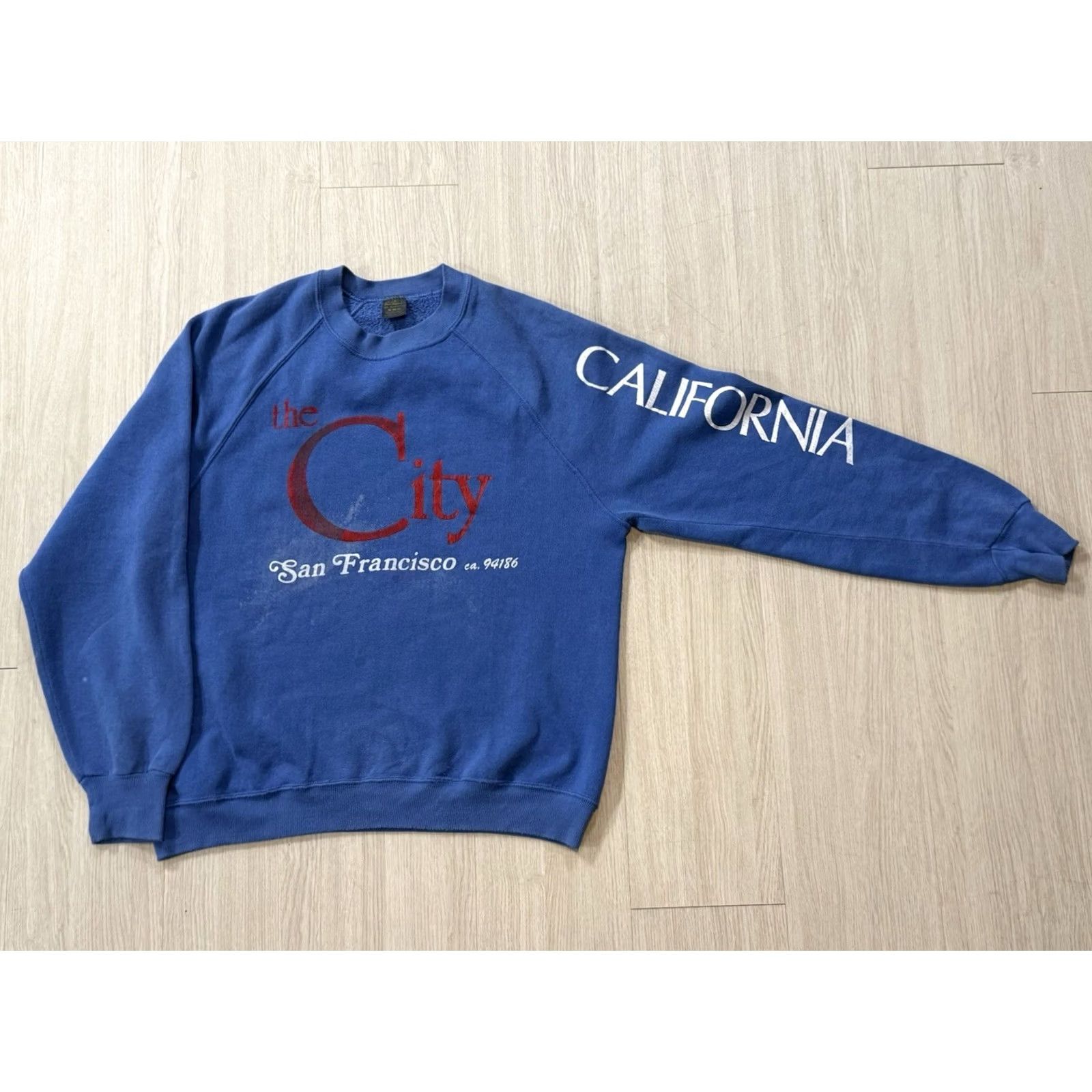 Jerzees VINTAGE Jerzees The City Crewneck Sweatshirt M Blue Cotton Polyester Fleece Graphic Print Unisex Adults 80s USA California Hipster Size US M / EU 48-50 / 2 - 3 Thumbnail