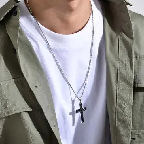 Jewelry × Other Titanium Steel Cross Pendant Necklace for Men Women Size ONE SIZE - 4 Thumbnail