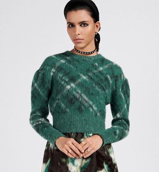 Dior o1w1db10824 Check'n' Sweater in Pine Green Size S / US 4 / IT 40 - 7 Thumbnail