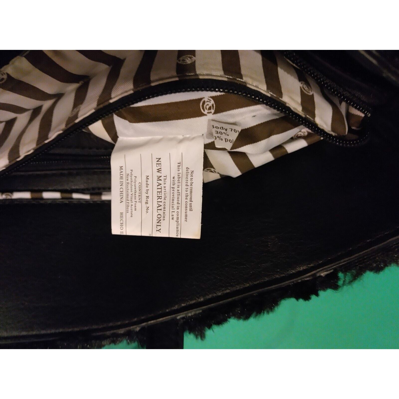 The Unbranded Brand LaDiva DV Black Leather Faux Fur Handbag Large 18" x 12" Size ONE SIZE - 8 Thumbnail