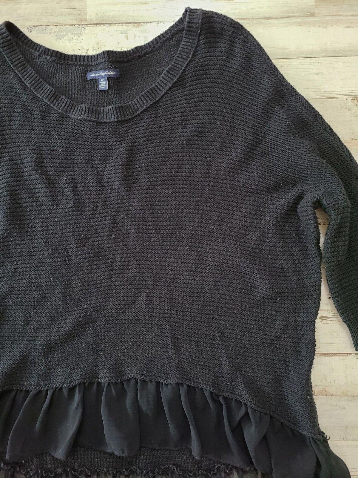 Designer American eagle Sweater Small Black Oversized Sheer Trim Size S / US 4 / IT 40 - 2 Thumbnail