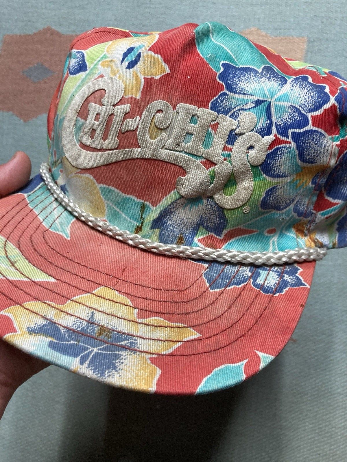 Vintage SnapBack hat Chi Chi’s Hawaiian floral flowers distres faded Size ONE SIZE - 3 Thumbnail