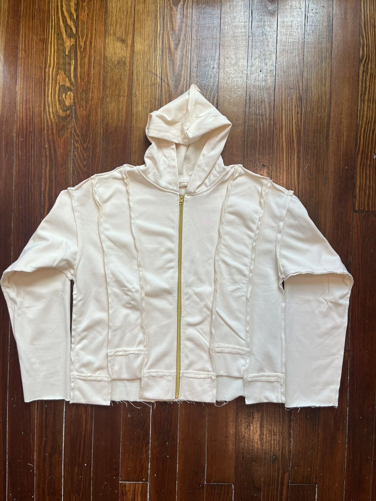 Other Beige Reconstructed Loose Fit Gold Zipper Long Sleeve Hoodie Size US M / EU 48-50 / 2 - 1 Thumbnail