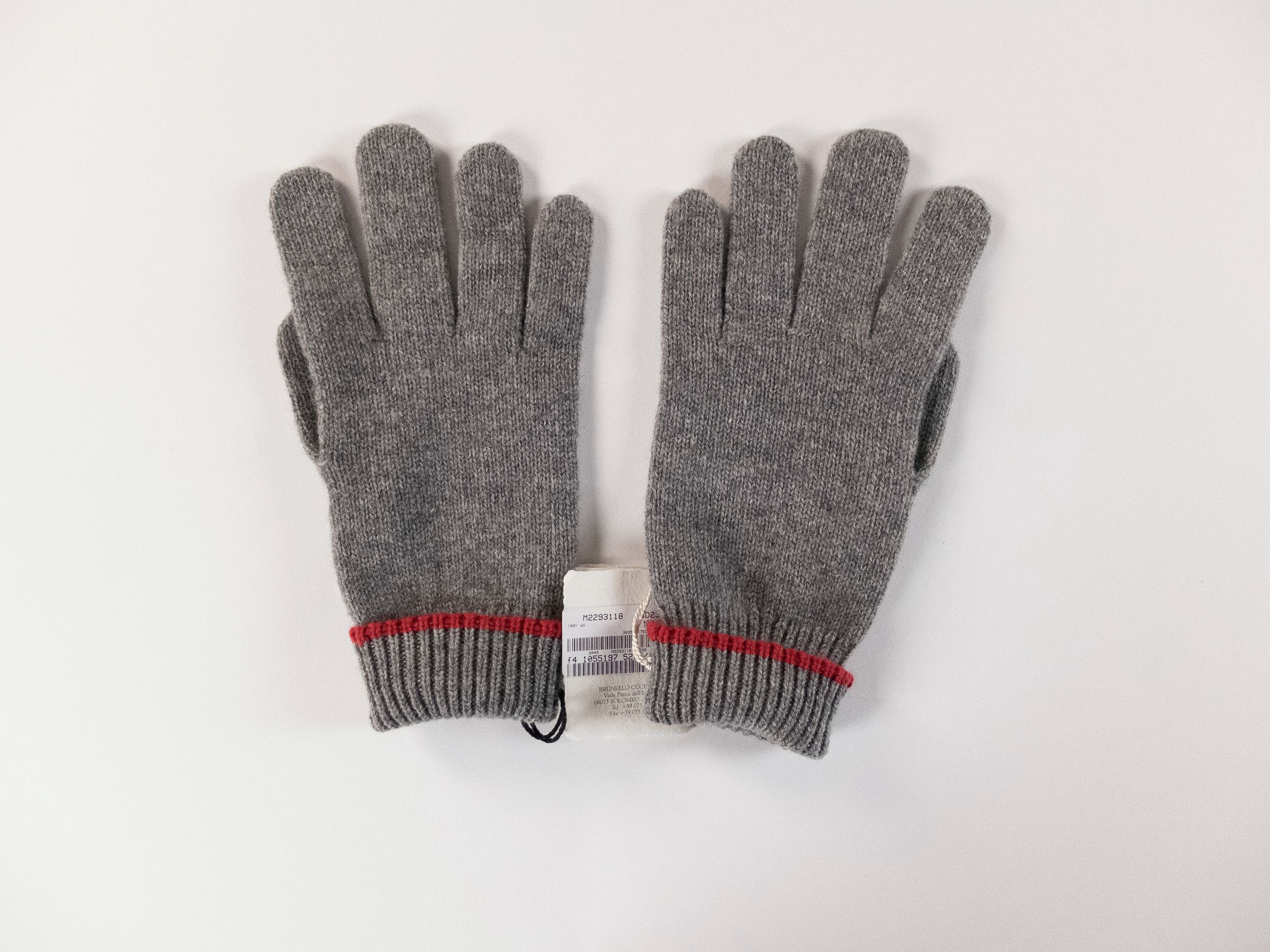 Brunello Cucinelli BRUNELLO CUCINELLI gray cashmere knit gloves Large Size ONE SIZE - 3 Thumbnail