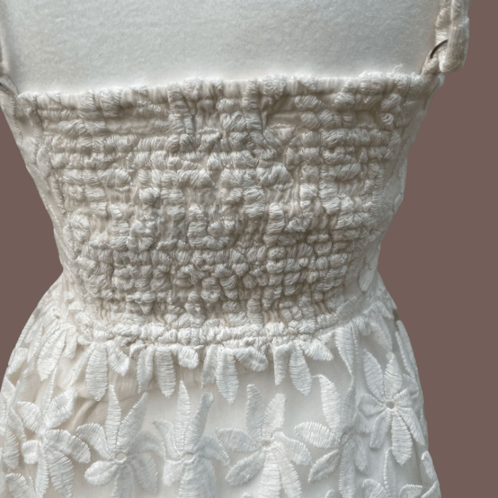 Forever 21 VTG Mini Dress | Forever21 White Embroidered Floral Coquette Size S / US 4 / IT 40 - 5 Thumbnail