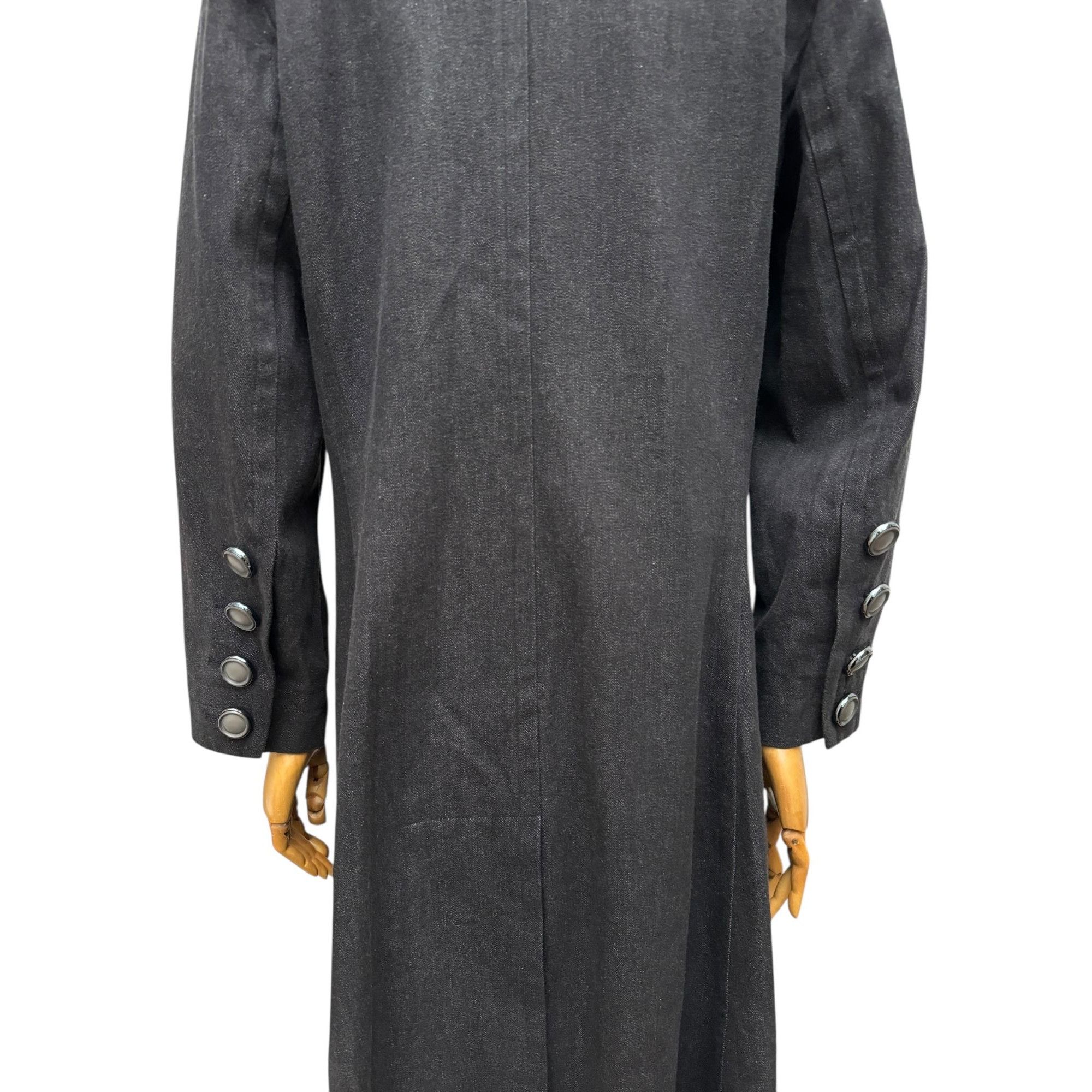 Yves Saint Laurent 1980s Grey Cotton Elegant Mid-Season Maxi Coat Size L / US 10 / IT 46 - 6 Thumbnail