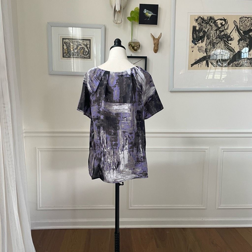 Worthington Worthington Purple Grey Black Brushstroke Print Pullover Satin Blouse XL Size XL / US 12-14 / IT 48-50 - 3 Thumbnail