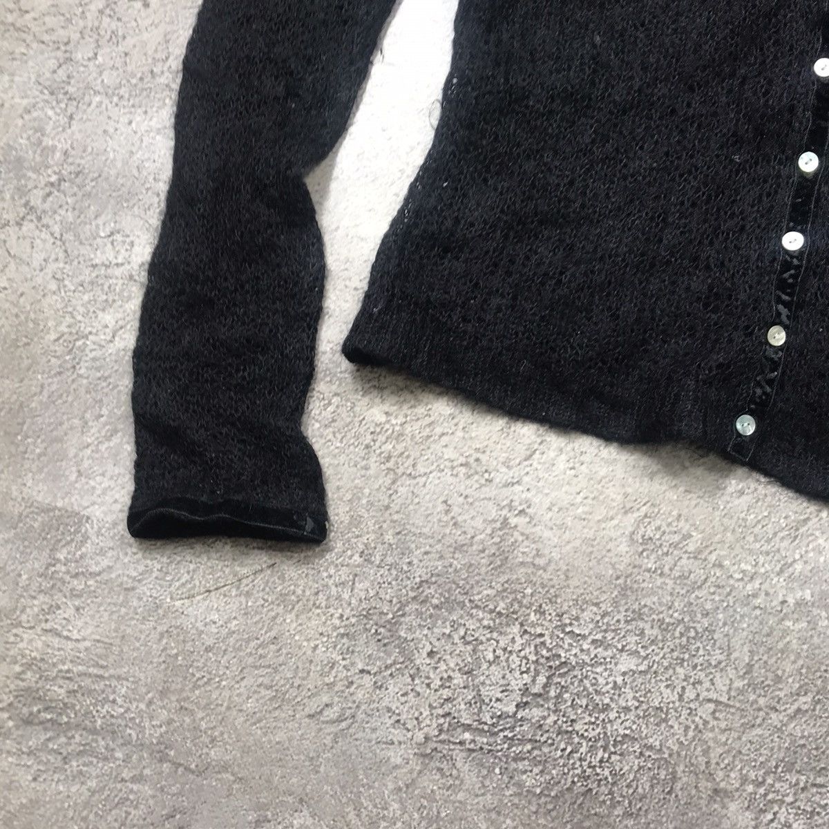 Vintage Vintage 90s Y2K Black Mohair Cardigan Grunge Preppy Logo S Size S / US 4 / IT 40 - 4 Thumbnail