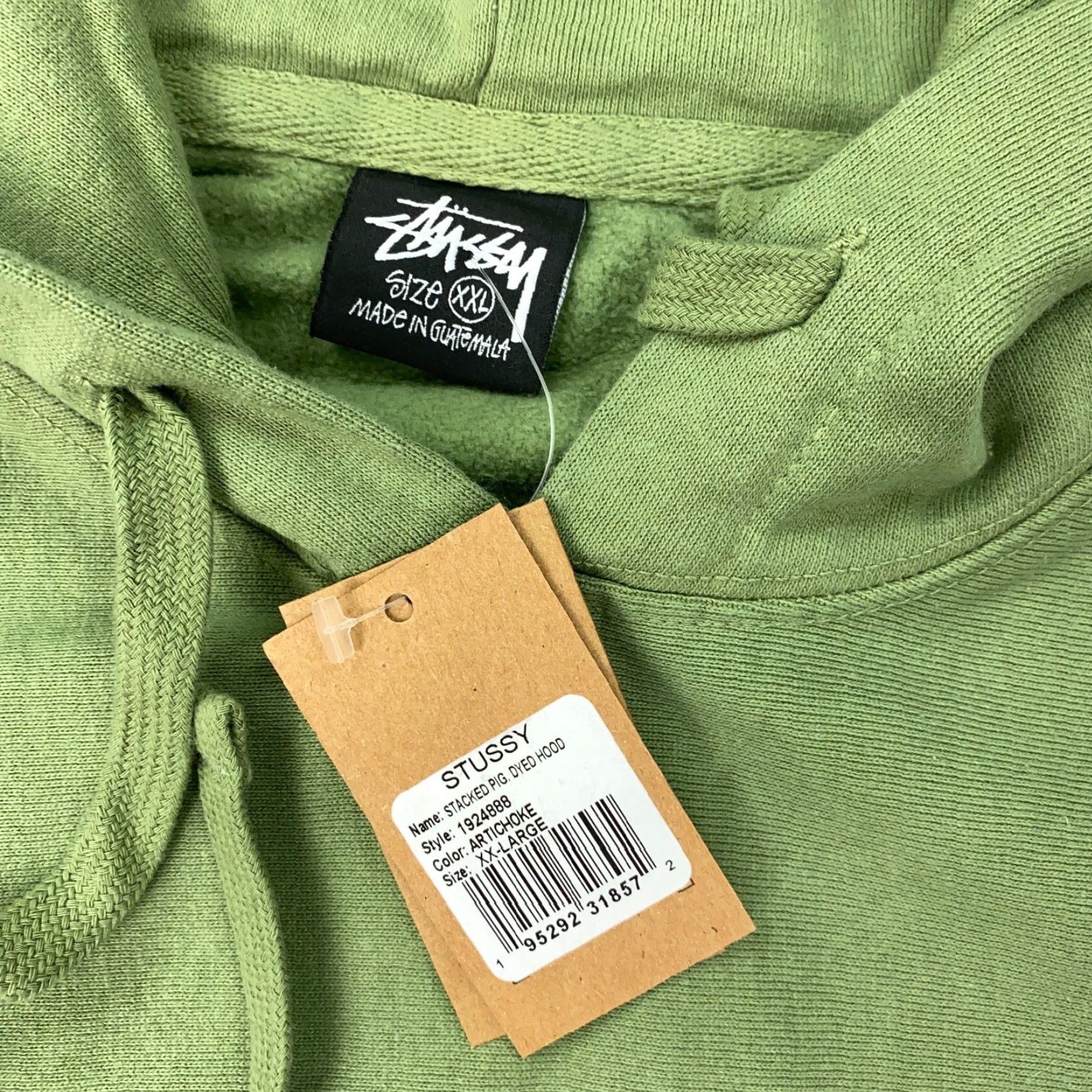 VINTAGE Stussy Hoodie Pullover Mens 2XL Long Sleeve Green Cotton