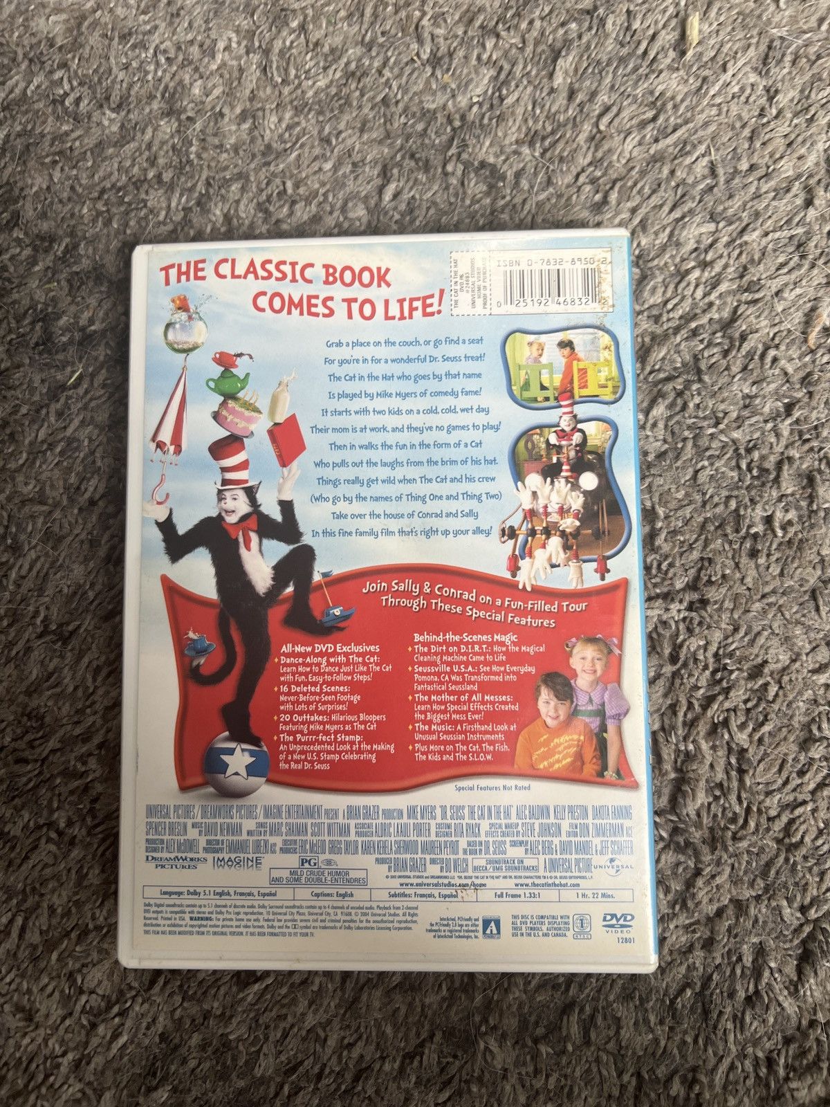 Universal Studios Dr. Seuss’ The Cat In The Hat (2002, DVD) Size ONE SIZE - 2 Thumbnail