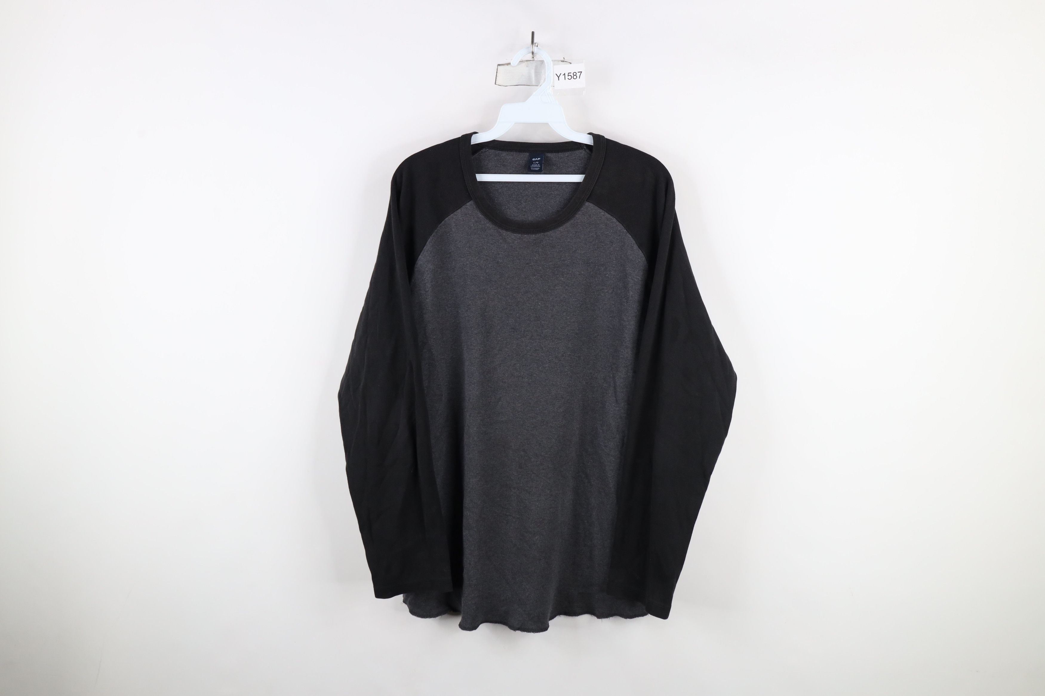 Gap × Vintage Vintage Y2K 2004 Gap Block Ribbed Knit Raglan T-Shirt Gray Size US L / EU 52-54 / 3 - 1 Thumbnail