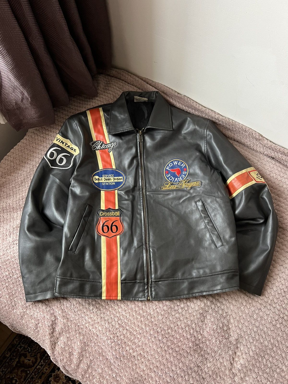 Route 66 × Vintage Vintage moto racing leather jacket route 66 patch Harley 90s Size US L / EU 52-54 / 3 - 2 Thumbnail