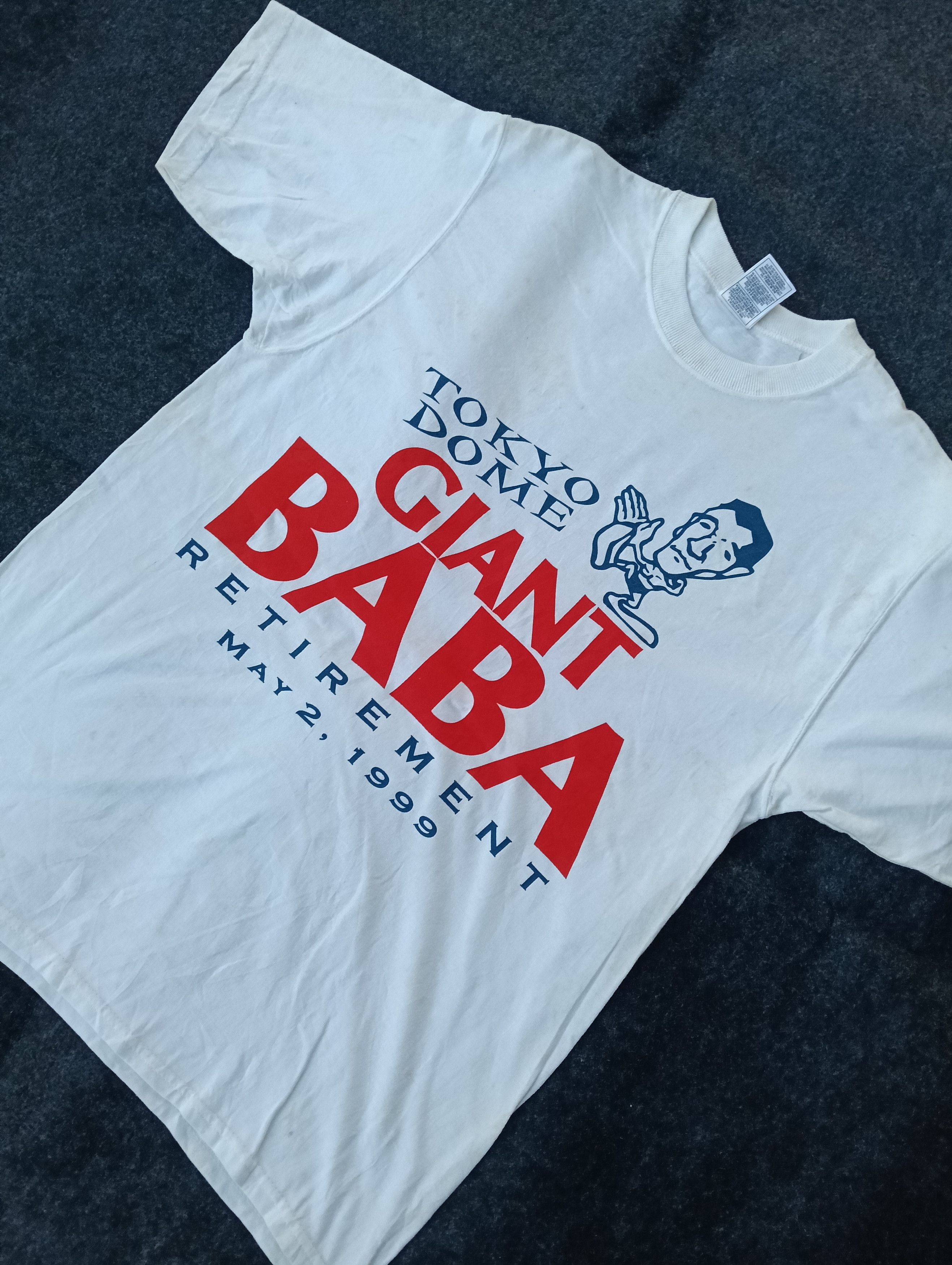 Giant × Vintage 90s Boxing giant baba Tokyo dome white Tshirt. Size US M / EU 48-50 / 2 - 1 Thumbnail