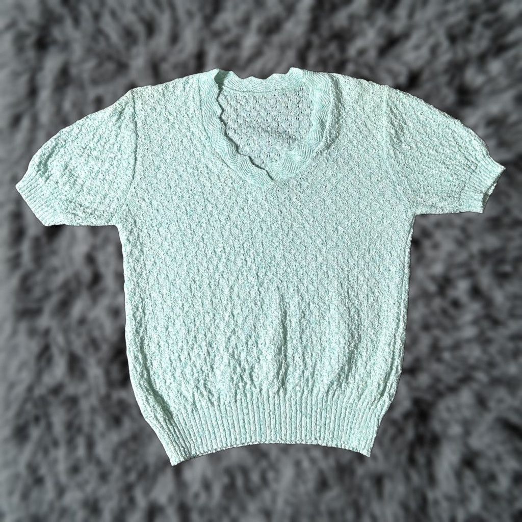 Vintage VINTAGE 1980s Popcorn Sweater Womens Small Grandma Soft Girl Mermaid Pastel Green Retro Secretary/Geek S Size S / US 4 / IT 40 - 1 Thumbnail
