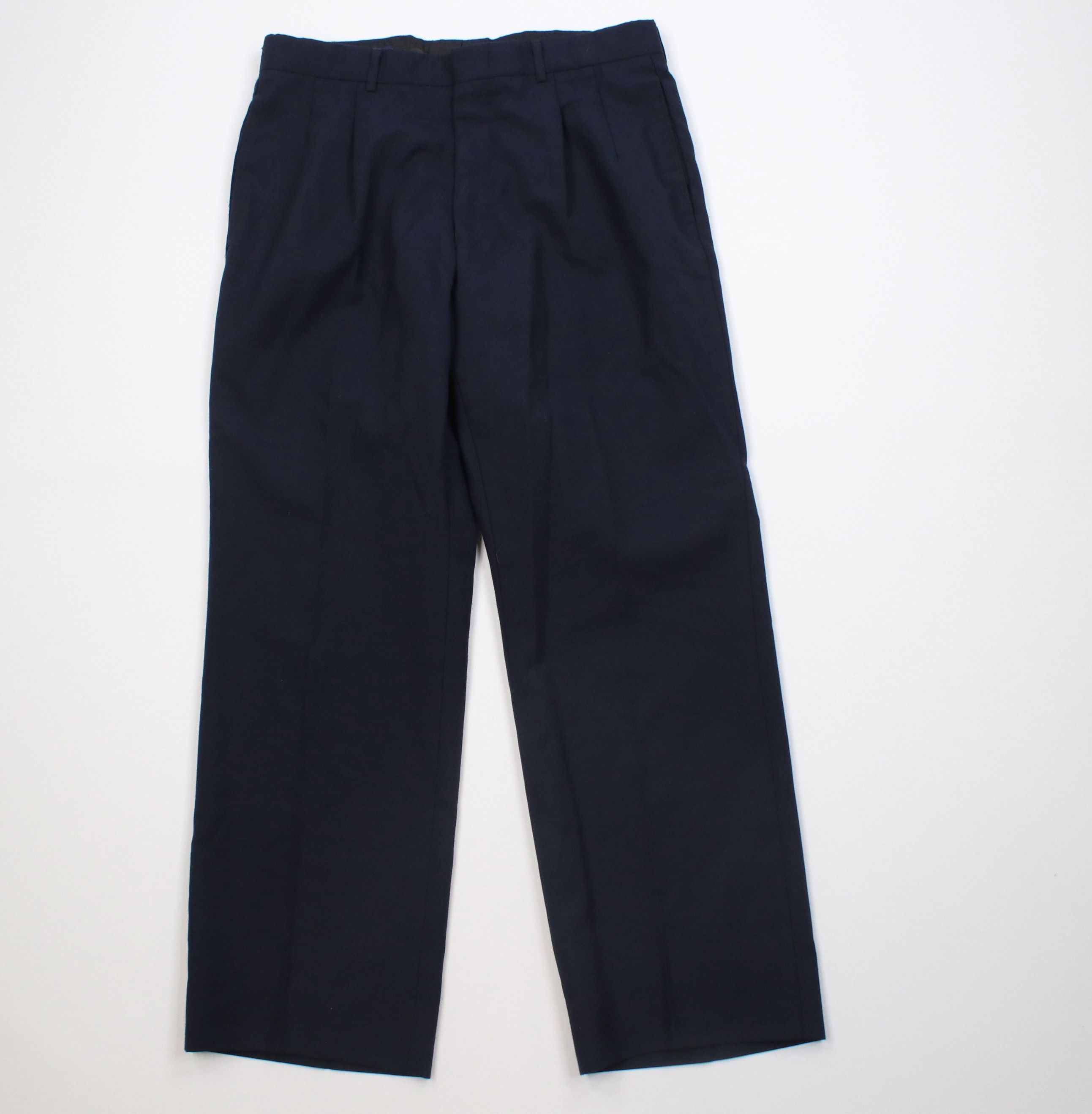Vintage Vintage 70s Streetwear Wool Wide Leg Chino Pants Blue USA Size US 32 / EU 48 - 1 Thumbnail