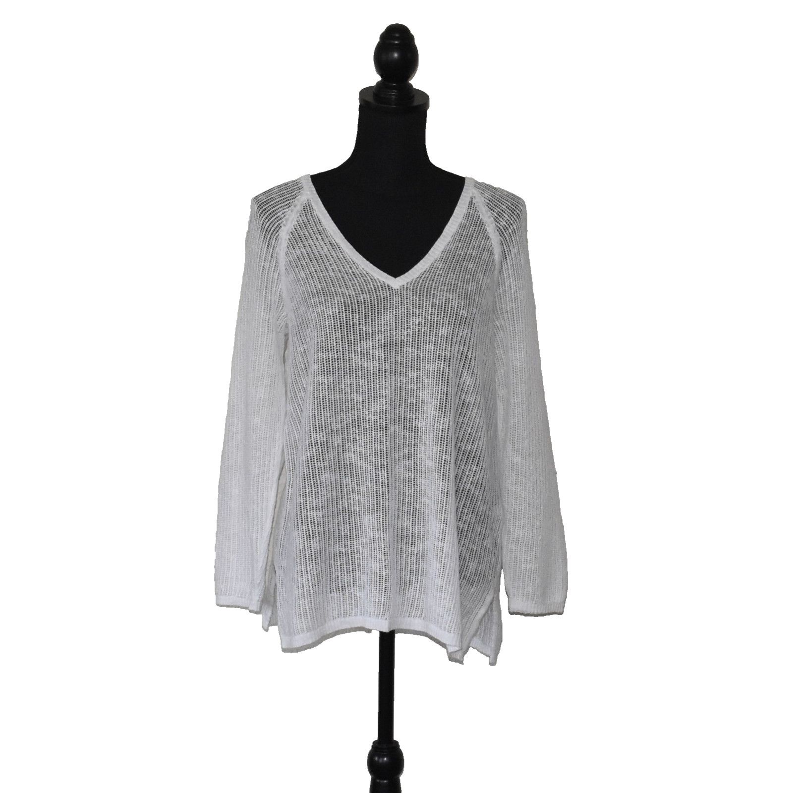 Eileen Fisher EILEEN FISHER White Linen & Cotton Knit Grid Tunic Sz PS Size S / US 4 / IT 40 - 1 Thumbnail