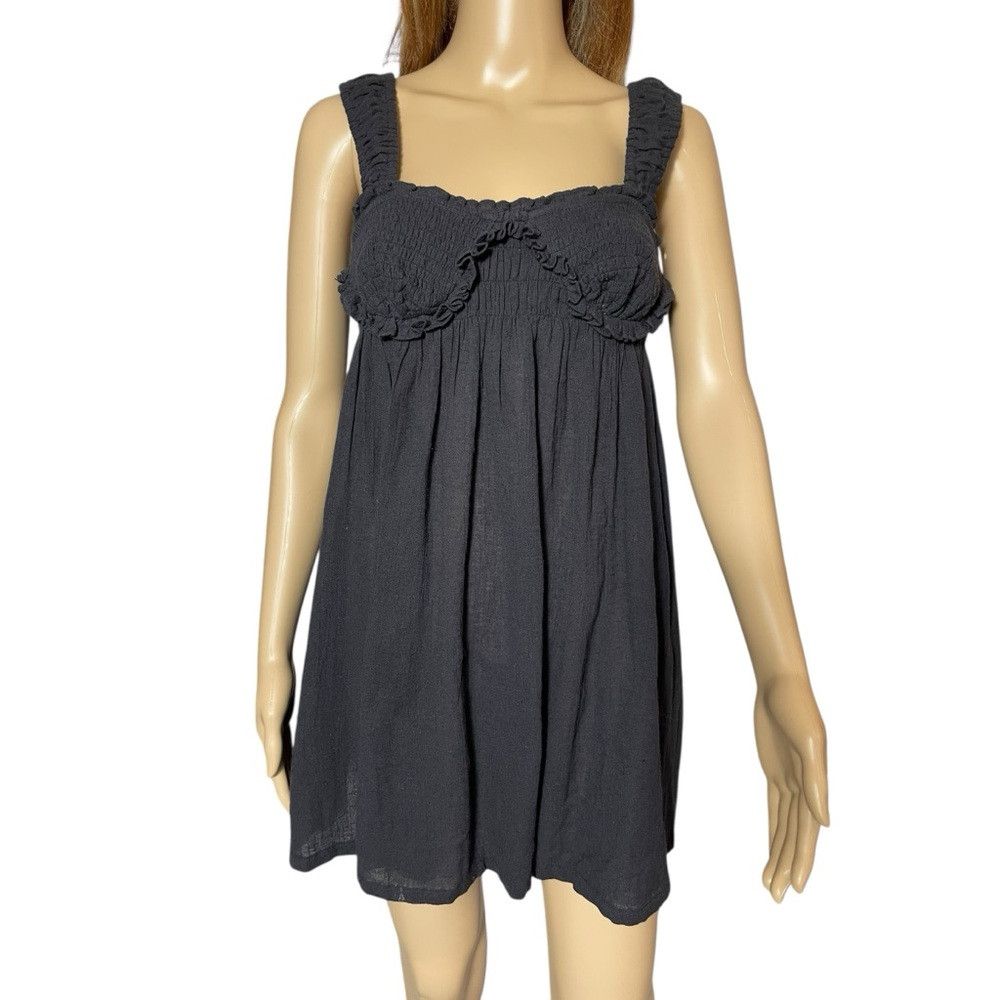 Free People New Free People Blissful Breeze Mini Black Cotton Linen Dre Size XS / US 0-2 / IT 36-38 - 9 Thumbnail