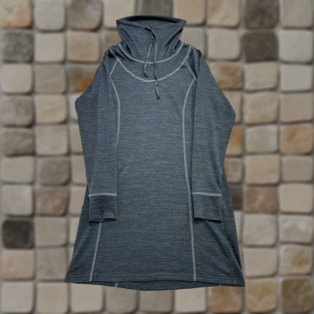 Vintage Kuhl Dress Womens Medium Gray Blouson Pullover Dress Adult M Gray Blouson Pullover Knit Logo Knee Length Cowl Neck Casual Mens Womens Boys Girls Size M / US 6-8 / IT 42-44 - 1 Thumbnail