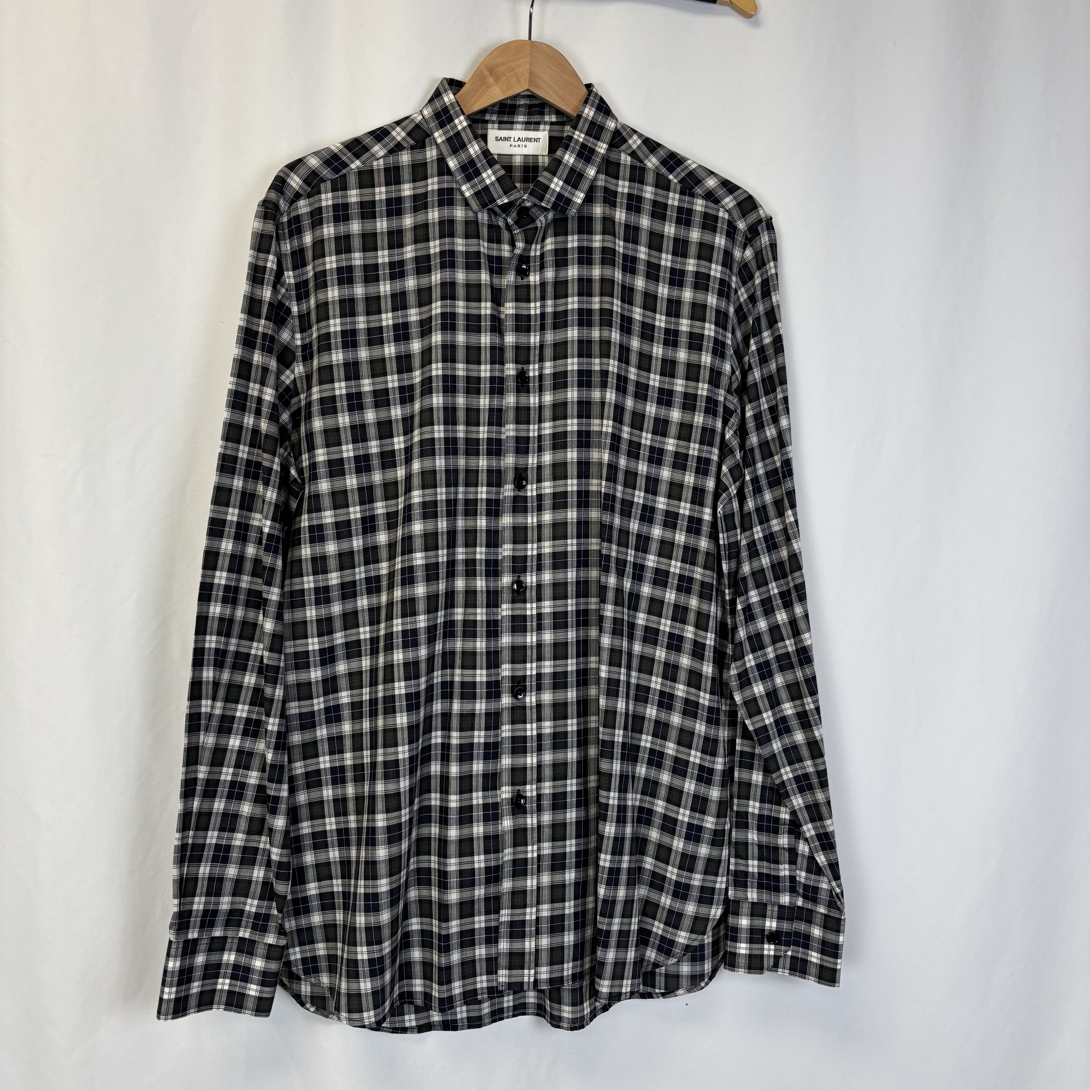 Saint Laurent Black & White Plaid Shirt