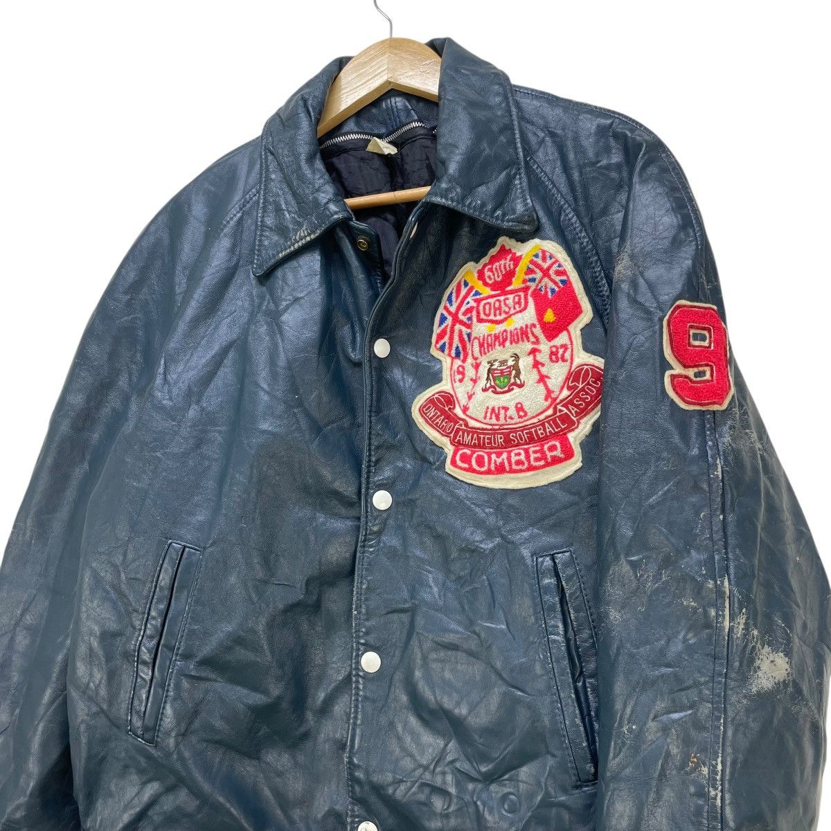 Avirex 🔥 vintage 80s Comber Oasa Softball leather varsity Jacket Size US L / EU 52-54 / 3 - 4 Thumbnail