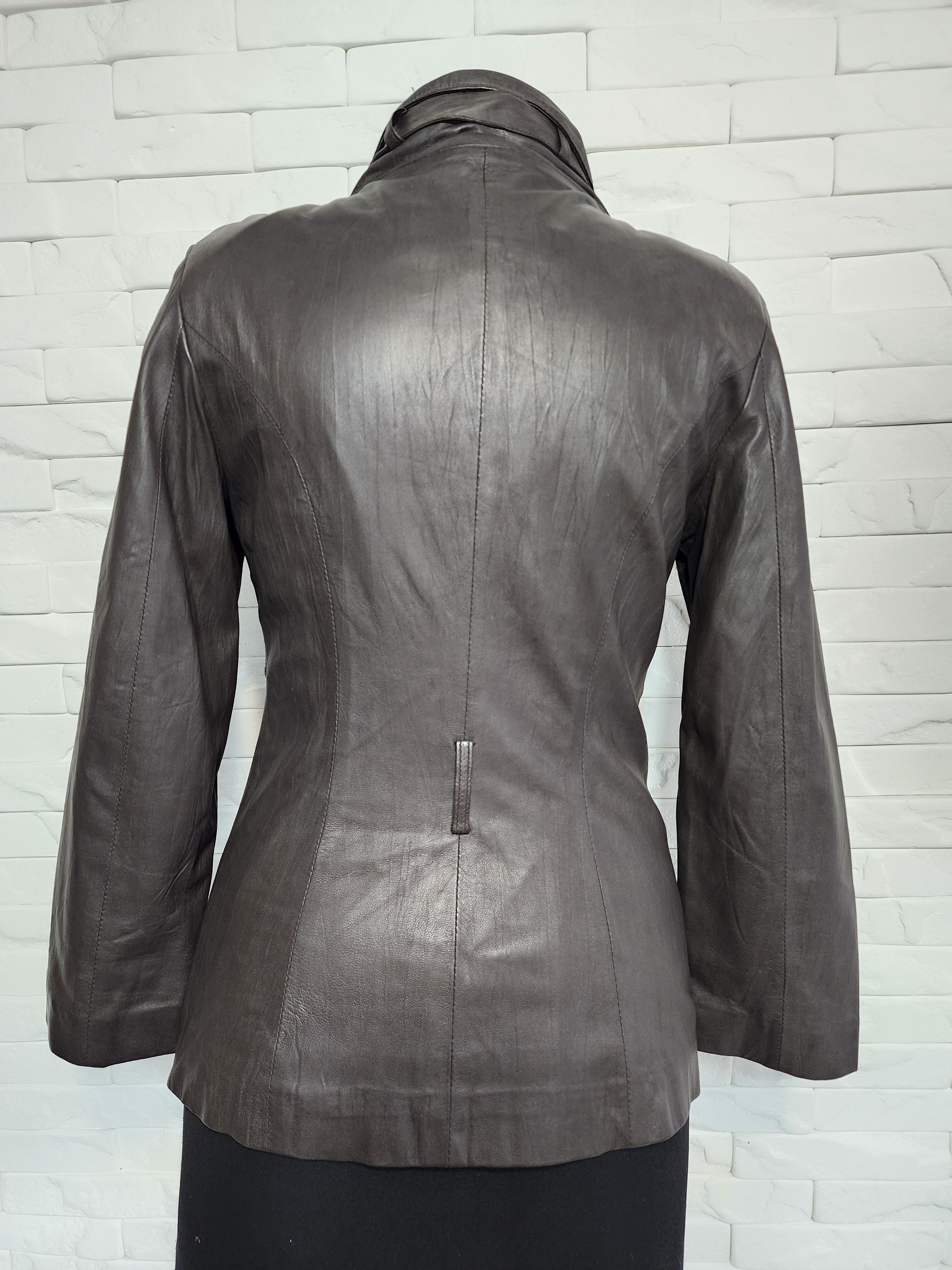 Other Brown Leather Jacket: Women's Button-Up with Pockets Size M / US 6-8 / IT 42-44 - 4 Thumbnail