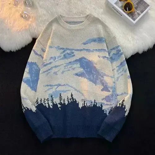 Designer × Japanese Brand Snow Mountain Round Neck Casual Knit Sweater Size US M / EU 48-50 / 2 - 3 Thumbnail
