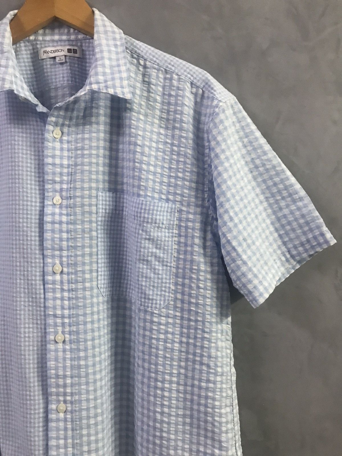 JW Anderson × Uniqlo J.W Anderson x Uniqlo Checkered Open Collar Button Up Shirt Size US L / EU 52-54 / 3 - 4 Thumbnail