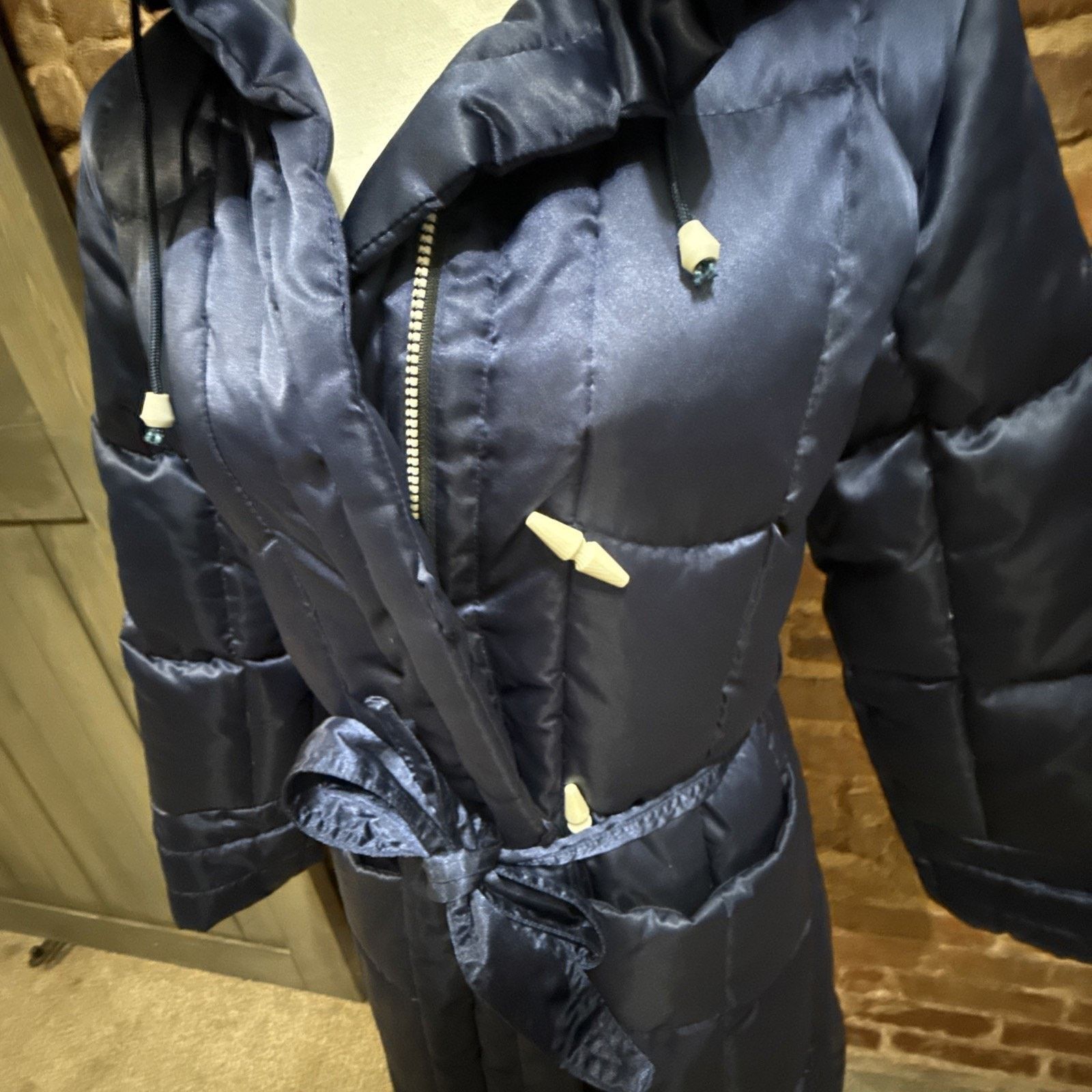& Other Stories Vtg 90’s Yililan Chinese Womens M/S Puffer Down Navy Parka Size S / US 4 / IT 40 - 5 Thumbnail