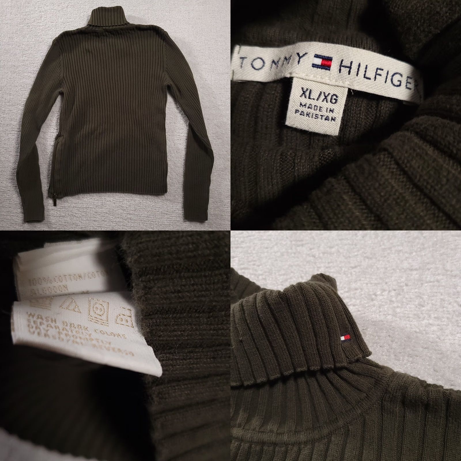 Tommy Hilfiger Tommy Hilfiger Sweater Women's XL Long Sleeve Side Zip Turtleneck Ribbed Shirt Green Size XL / US 12-14 / IT 48-50 - 8 Thumbnail