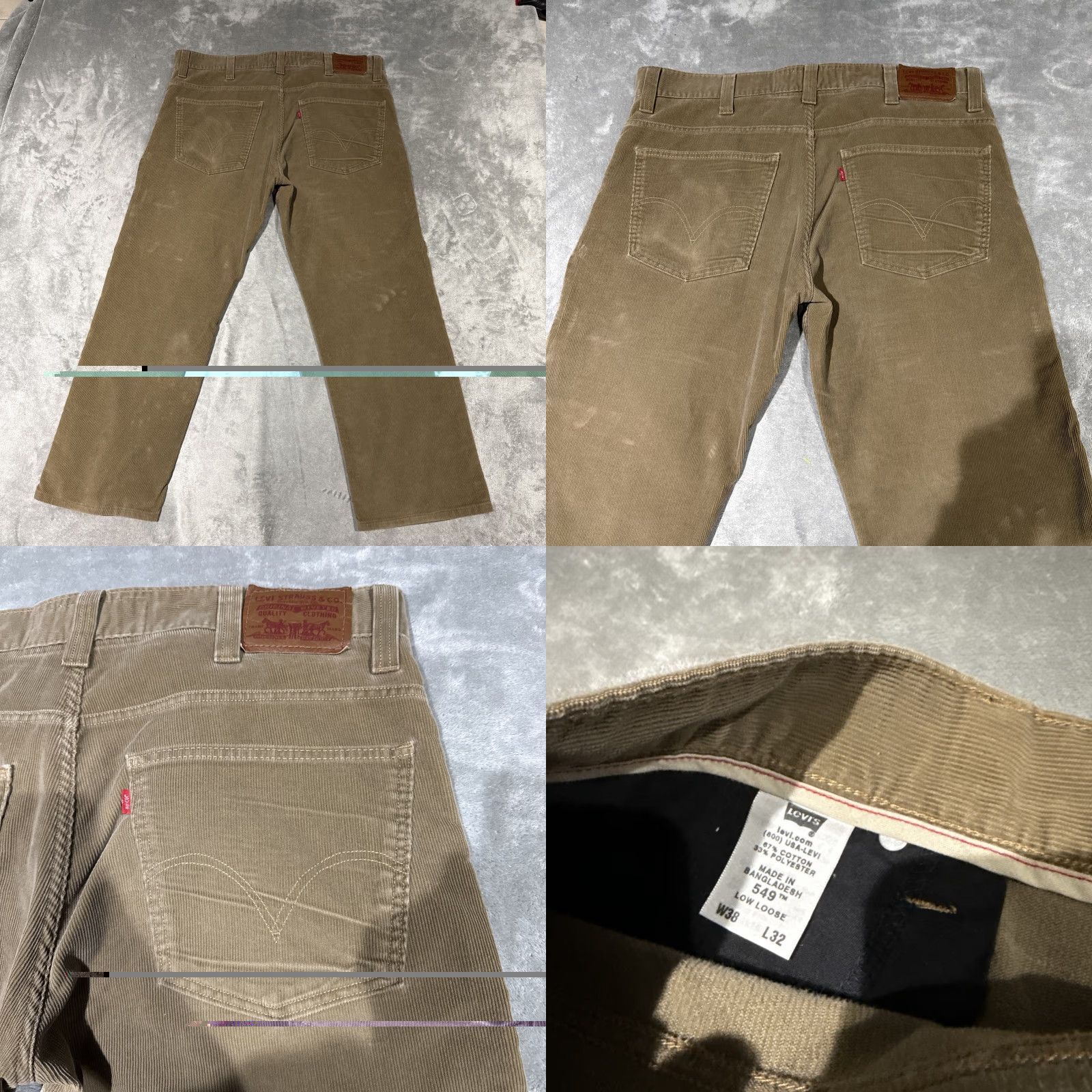 Levi's Levi's 549 Pants Men's 38x30 Brown Corduroy Jeans Straight leg Low Loose Mid Rise 5-Pocket Zip Wash Cotton Regular Inseam 30" (All Seasons) Mens Size US 38 / EU 54 - 8 Thumbnail