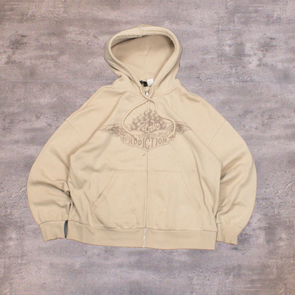 Jane's Addiction H&M Janes Addiction Y2K Style Tan Cram Zip Hoodie Size US L / EU 52-54 / 3 - 1 Thumbnail