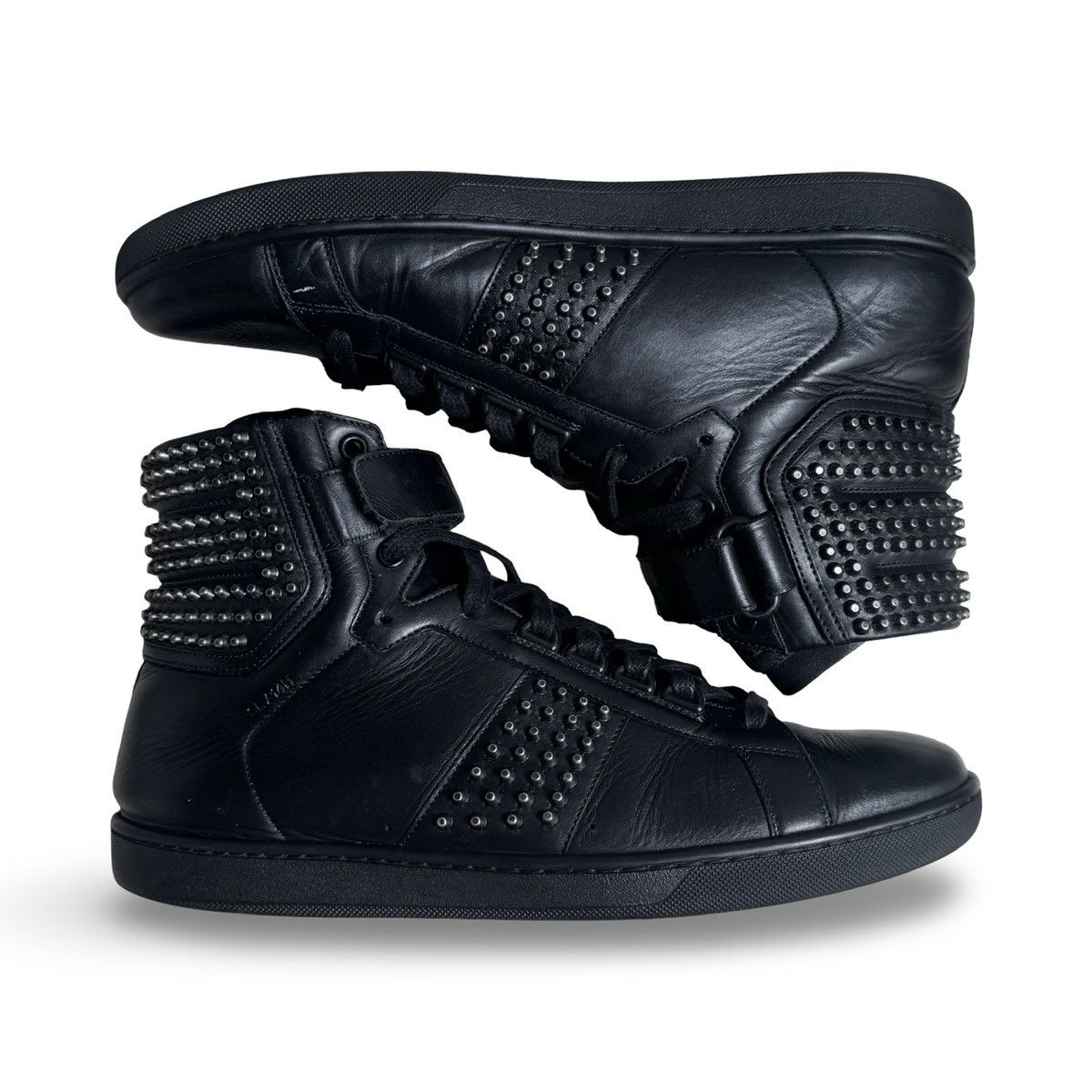 Saint Laurent Paris SAINT LAURENT PARIS SL/14H BLACK STUDDED HIGHTOPS Size US 10.5 / EU 43-44 - 14 Thumbnail