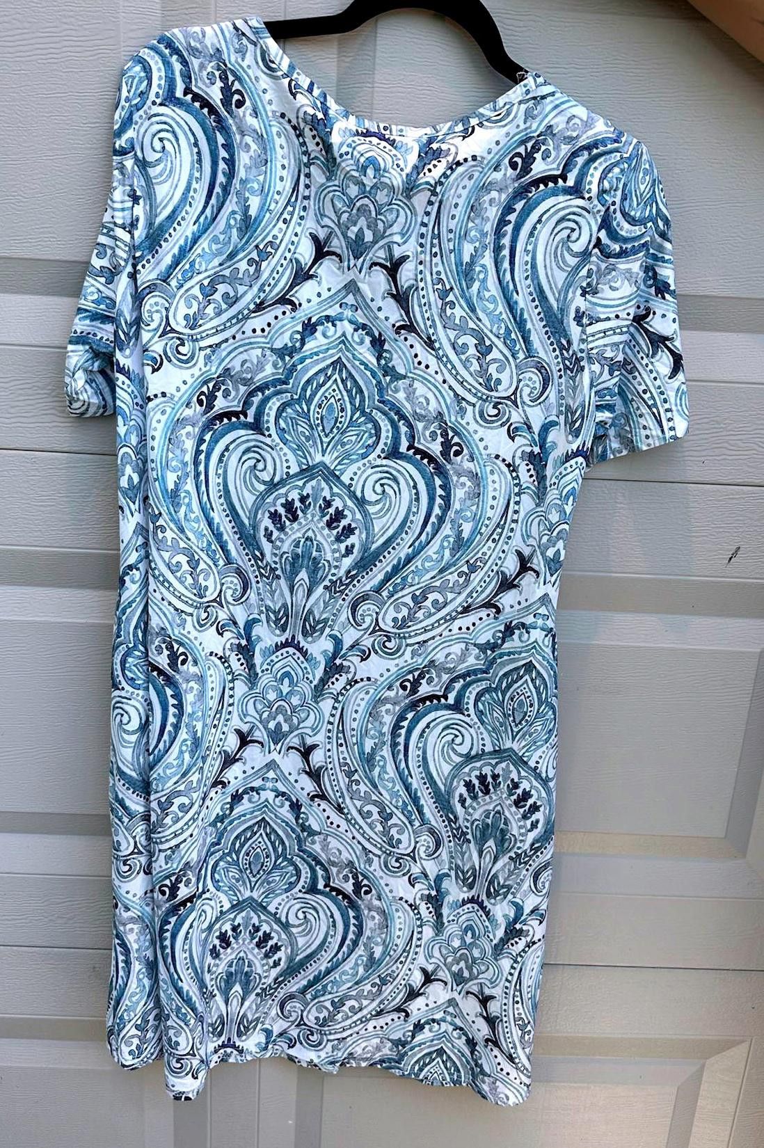 Elie Tahari Elegant Blue Paisley Print Dress - Size Large Size L / US 10 / IT 46 - 2 Thumbnail