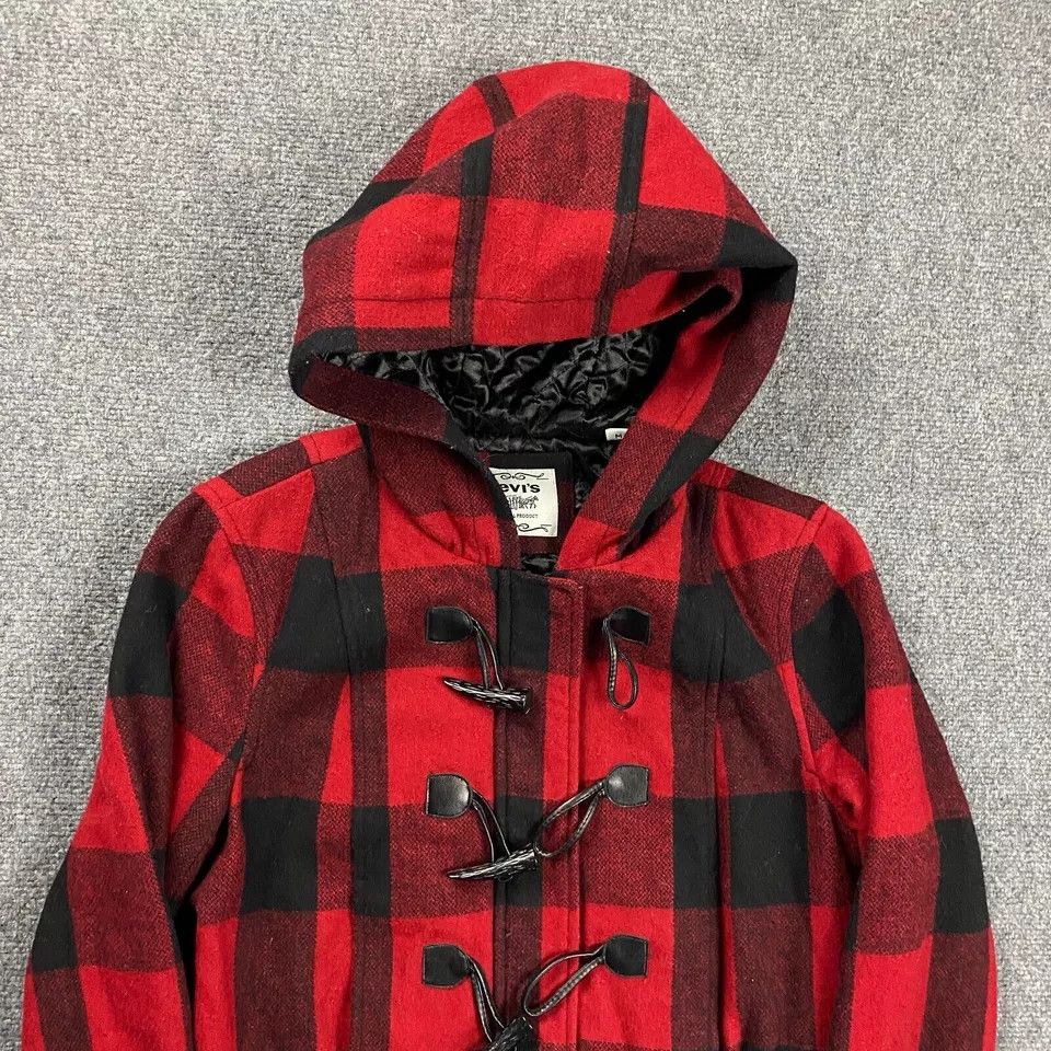Levi's Levis Coat Women Medium Buffalo Check Wool Hooded Quilt Size M / US 6-8 / IT 42-44 - 2 Thumbnail