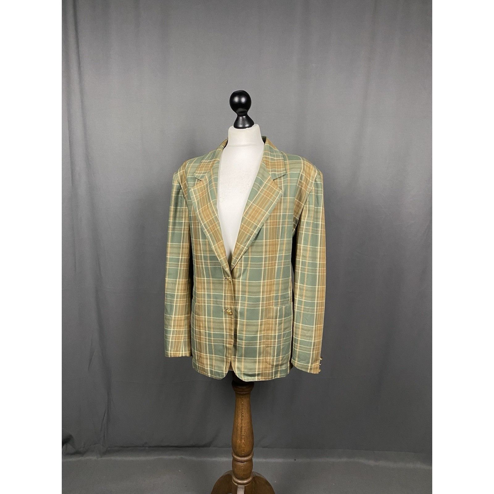 Burberry Burberry Vintage Old Money Women's Green Checked Blazer Jack Size L / US 10 / IT 46 - 4 Thumbnail