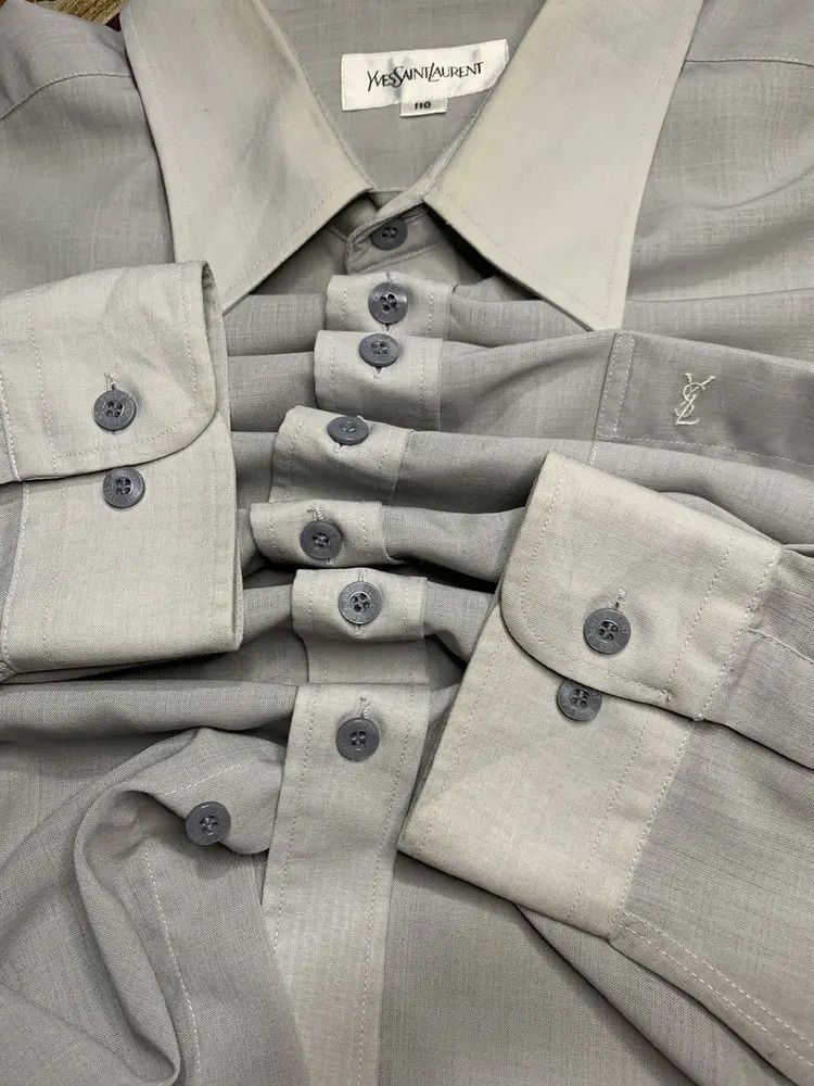 Yves Saint Laurent Vintage Yves Saint Laurent luxury grey button up shirt Size US XL / EU 56 / 4 - 5 Thumbnail