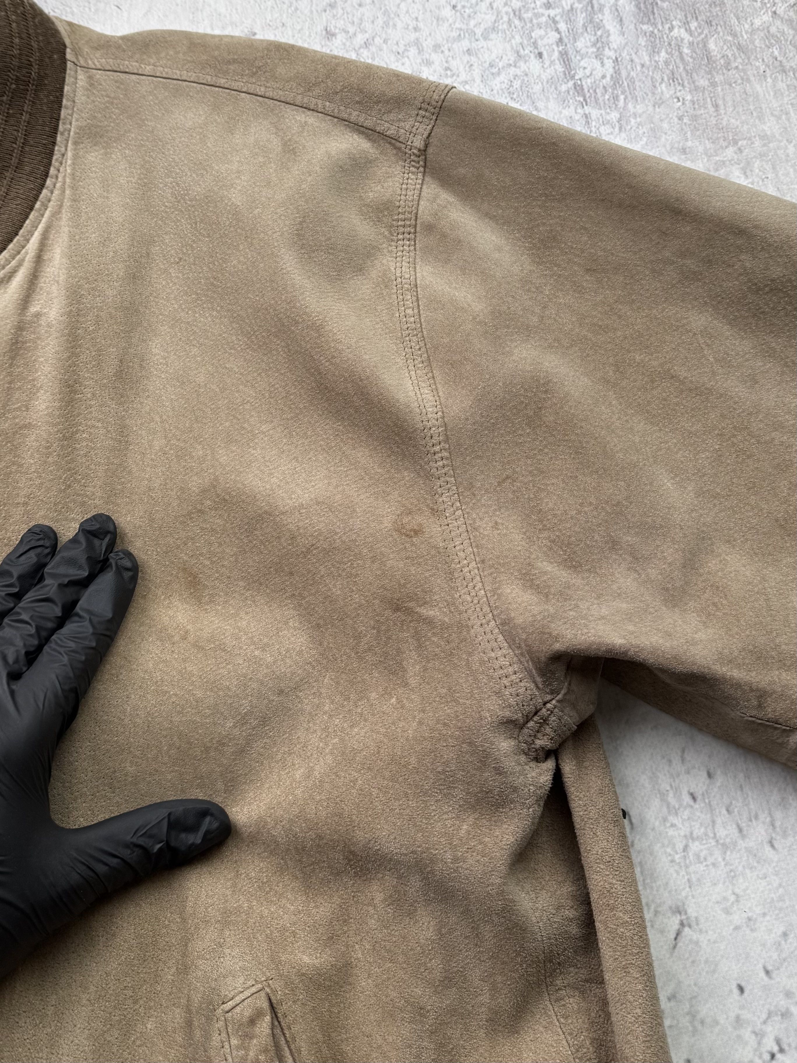Japanese Brand Vintage Suede Leather Faded Bomber Jacket A576D15(224) Size US M / EU 48-50 / 2 - 6 Thumbnail